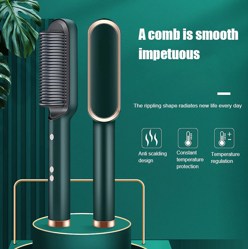 Hair Straightener Brush Straightening Curler Hot Comb Electric Adjustable Heat photo 6