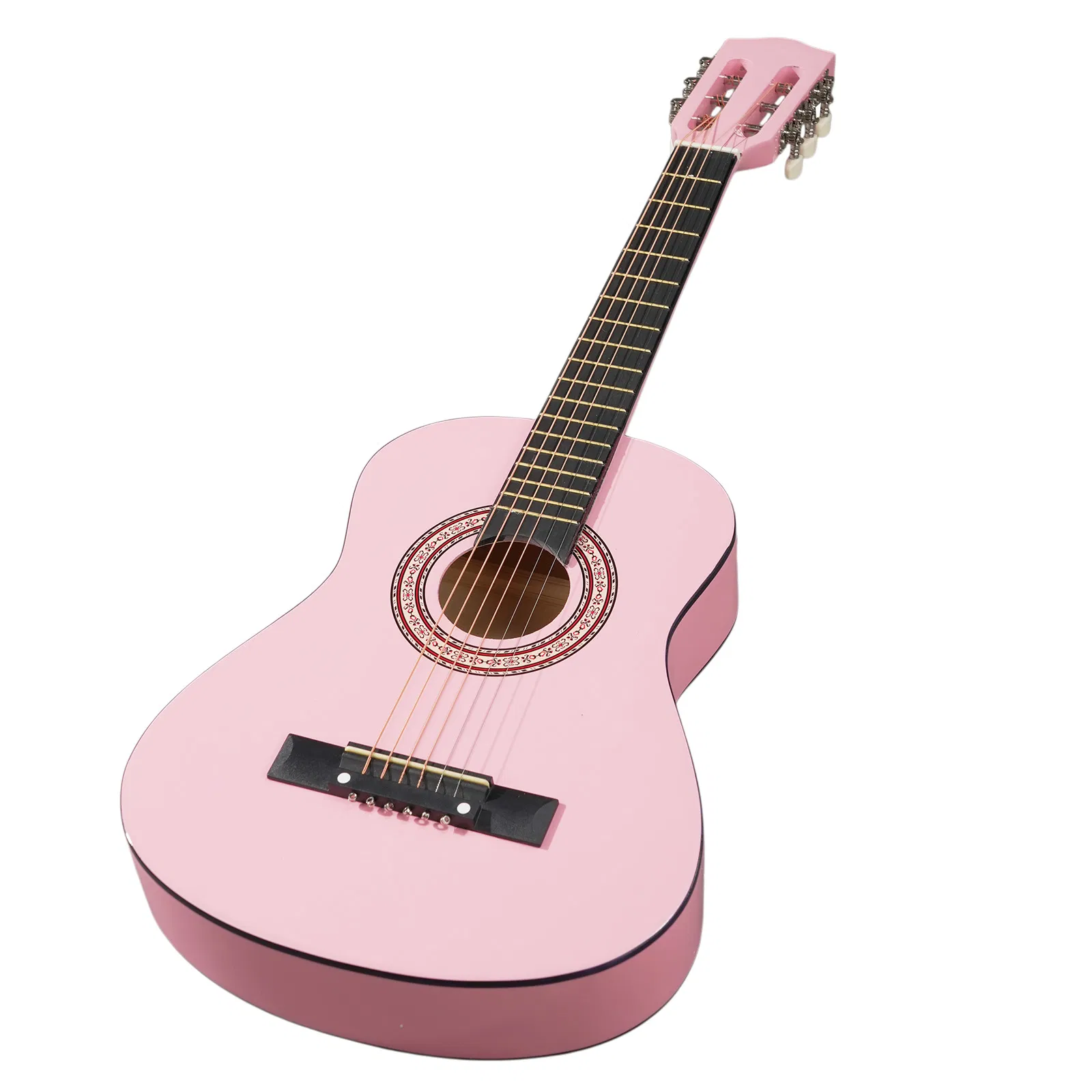 Light pink 30-inch Round Acoustic Guitar with Picks, Strings, Capo, Case, Tuner, and Strap photo 1