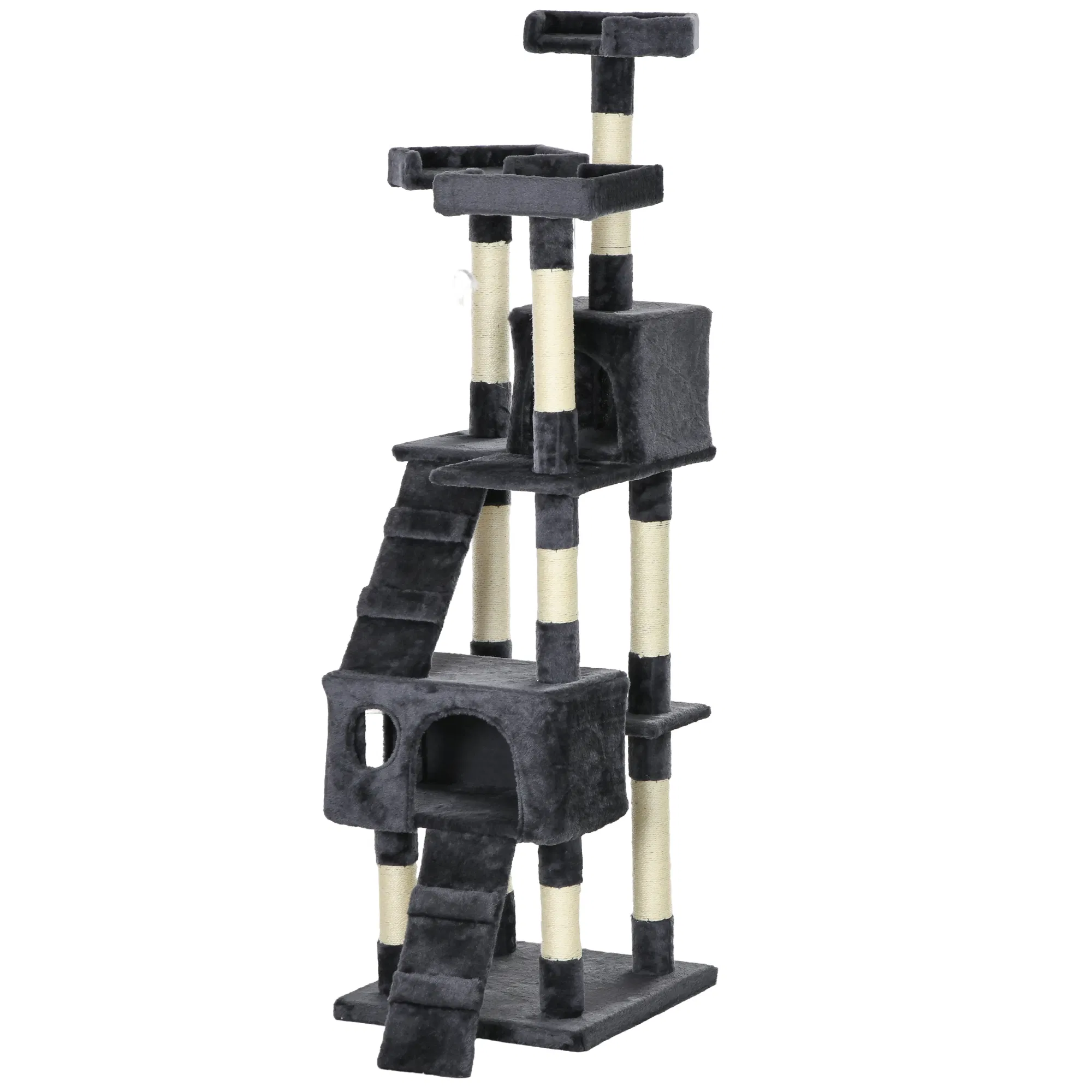68-inch Multi-Level Cat Scratching Tree Kitty Activity Center Post Tower Condo Pet Furniture w/ Toy Charcoal Grey photo 1