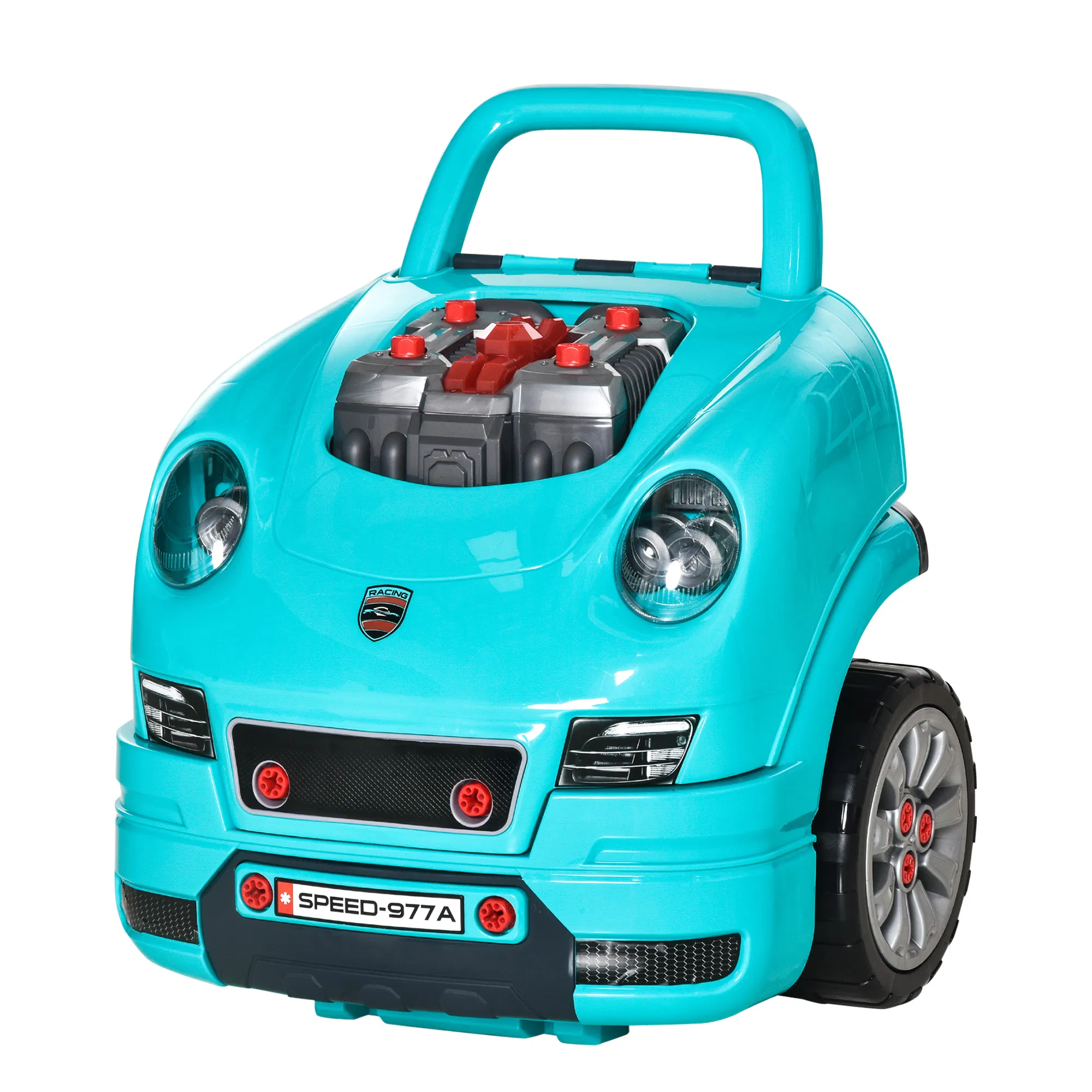 Mechanic Kids Truck Engine Toy Set, Car Service Play Set, Teal photo 1