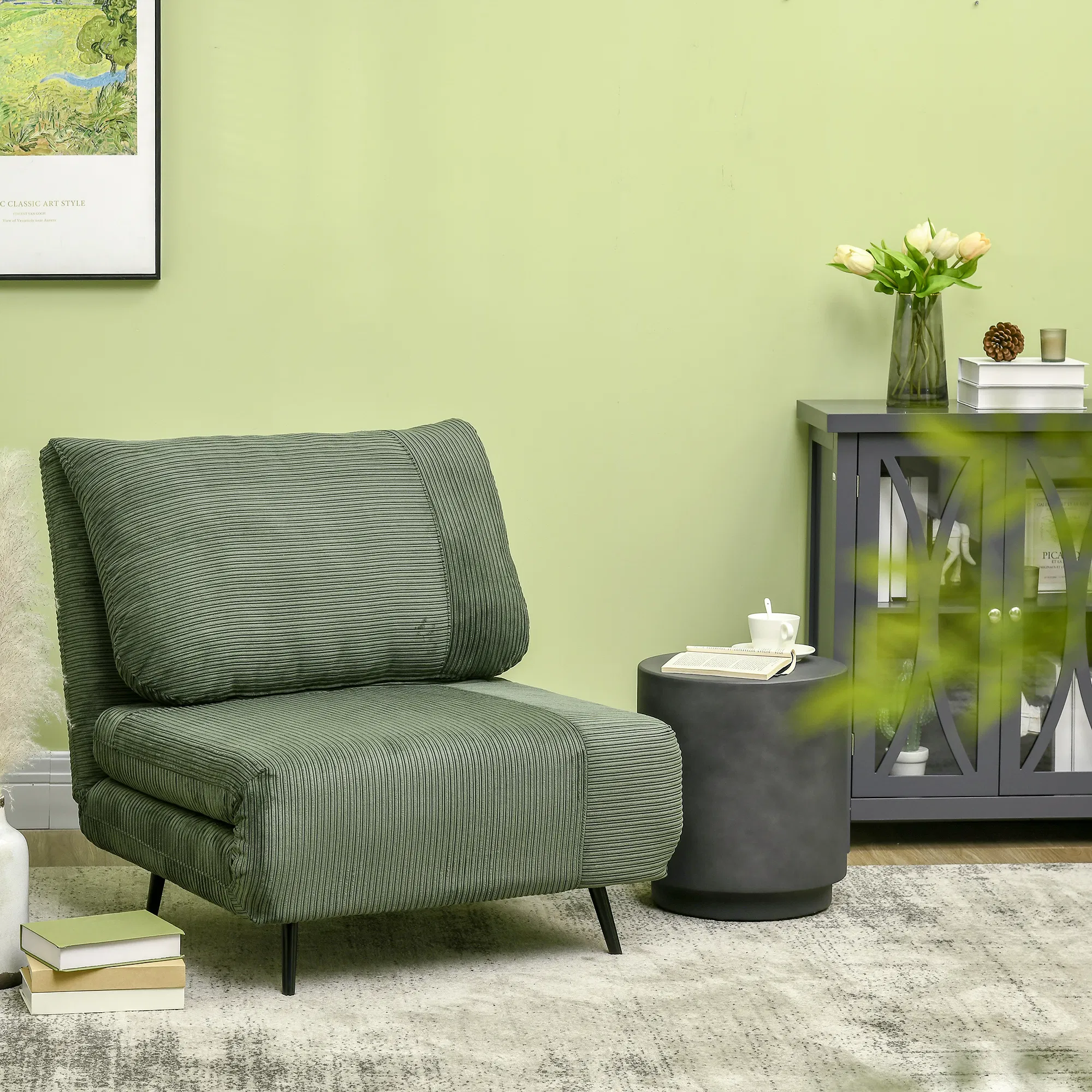 Terrazzo Finish Side Table, 17" Round End Table for Indoor and Outdoor, Charcoal Grey photo 6