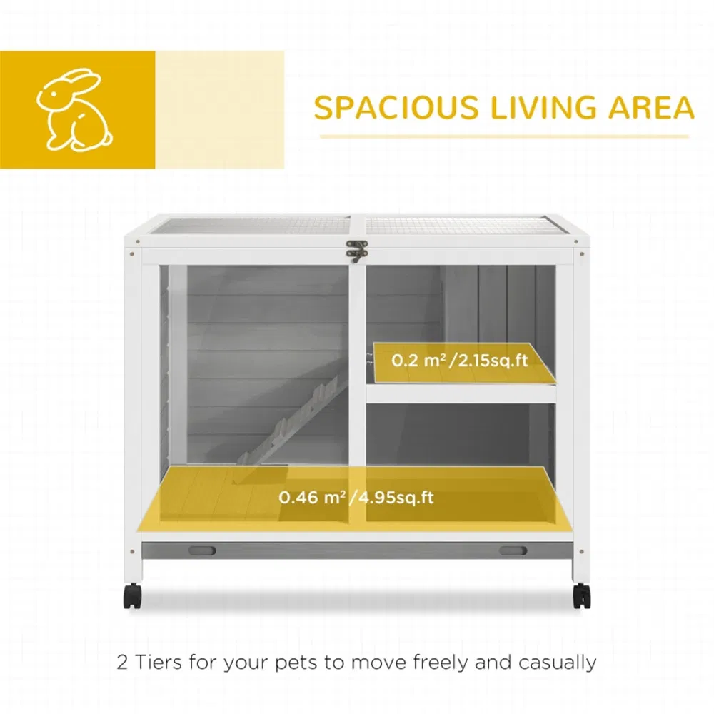 Pet cage /Wood Rabbit Hutch-Gray ( Amazon Shipping)(Prohibited by WalMart) photo 3