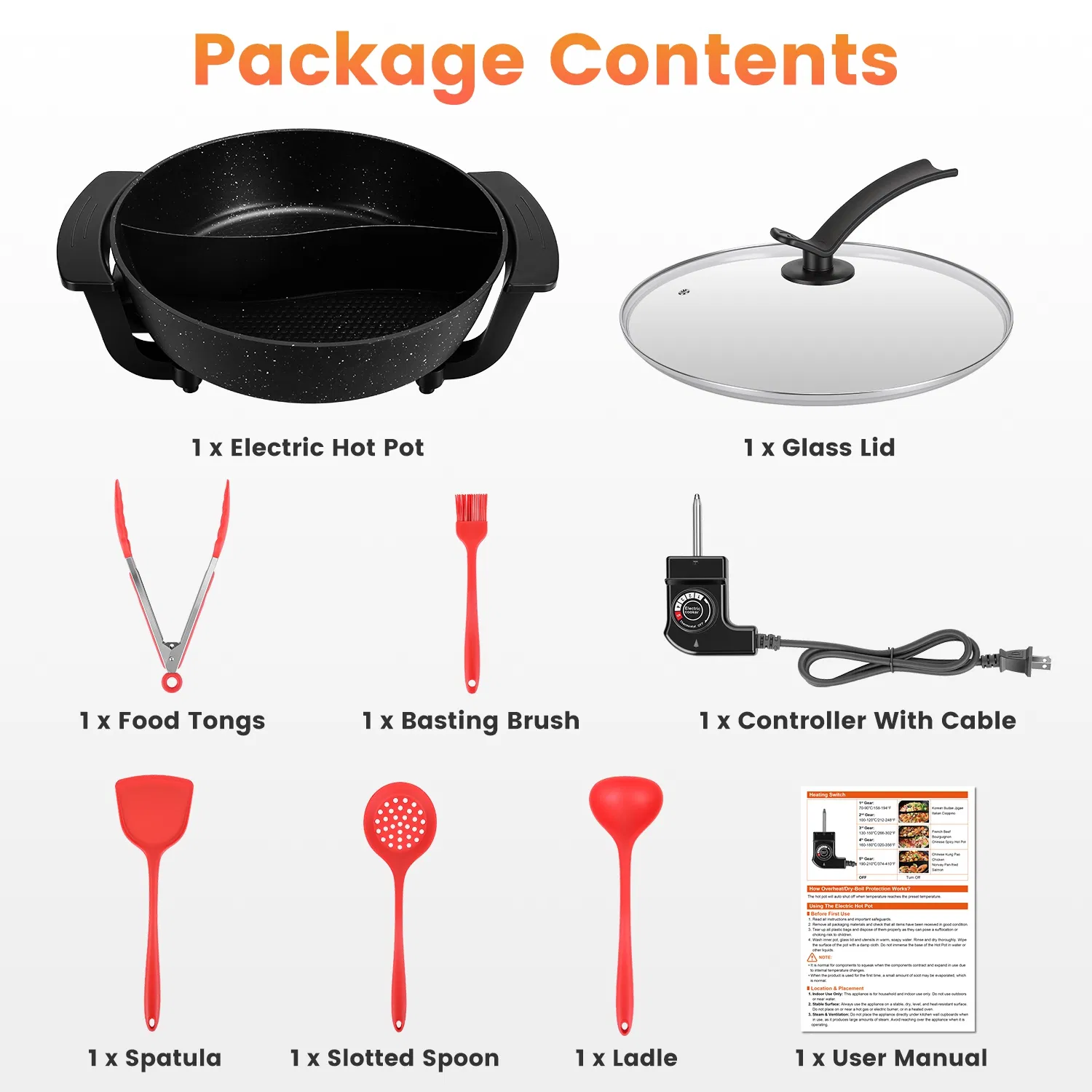 Dual-Flavor Electric Hot Pot 6L with Divider, 5 Temperature Control Non-Stick Shabu Shabu Pot, Complete Accessories Electric Cooker for Home Party Family Dinners photo 3