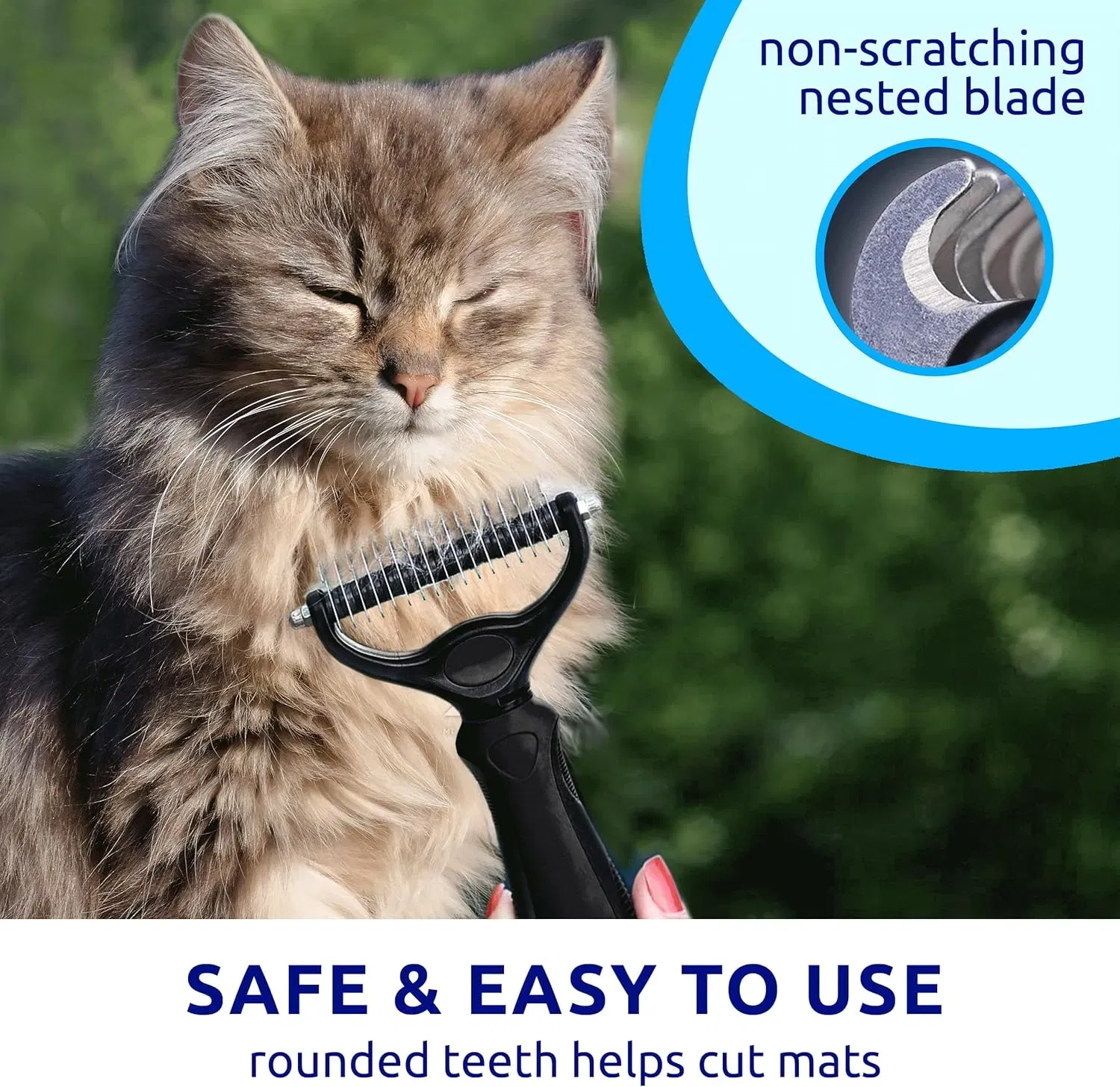 Black pet hair removal dog brush for hair removal - indoor cats use cat brush, long and short haired dogs use double-sided cat brush for hair removal and beauty tools, skin friendly photo 3