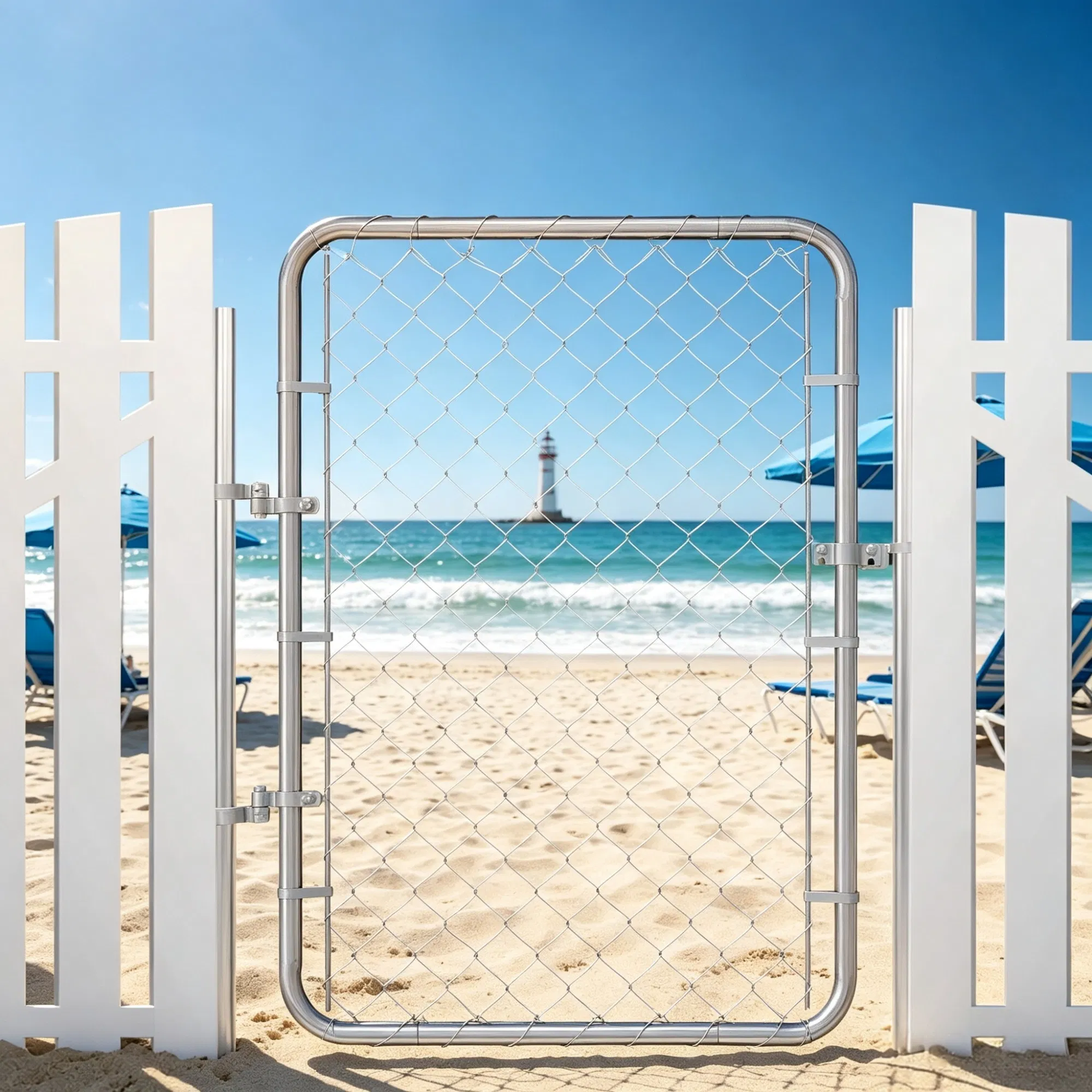 32 x 46 in Adjustable Chain Link Fence Gate, Fits 2-4 ft (W) x 4 ft (H) Openings, for Garden & Farm, Posts Not Included photo 3
