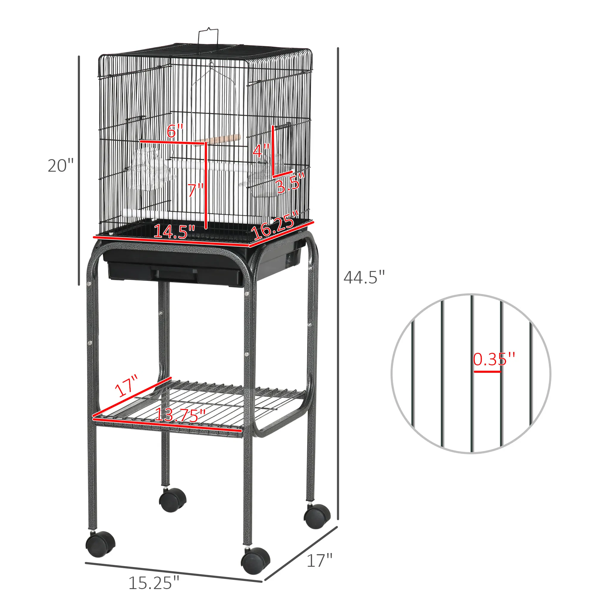 Bird Cage Starter Kit with Detachable Rolling Stand photo 7