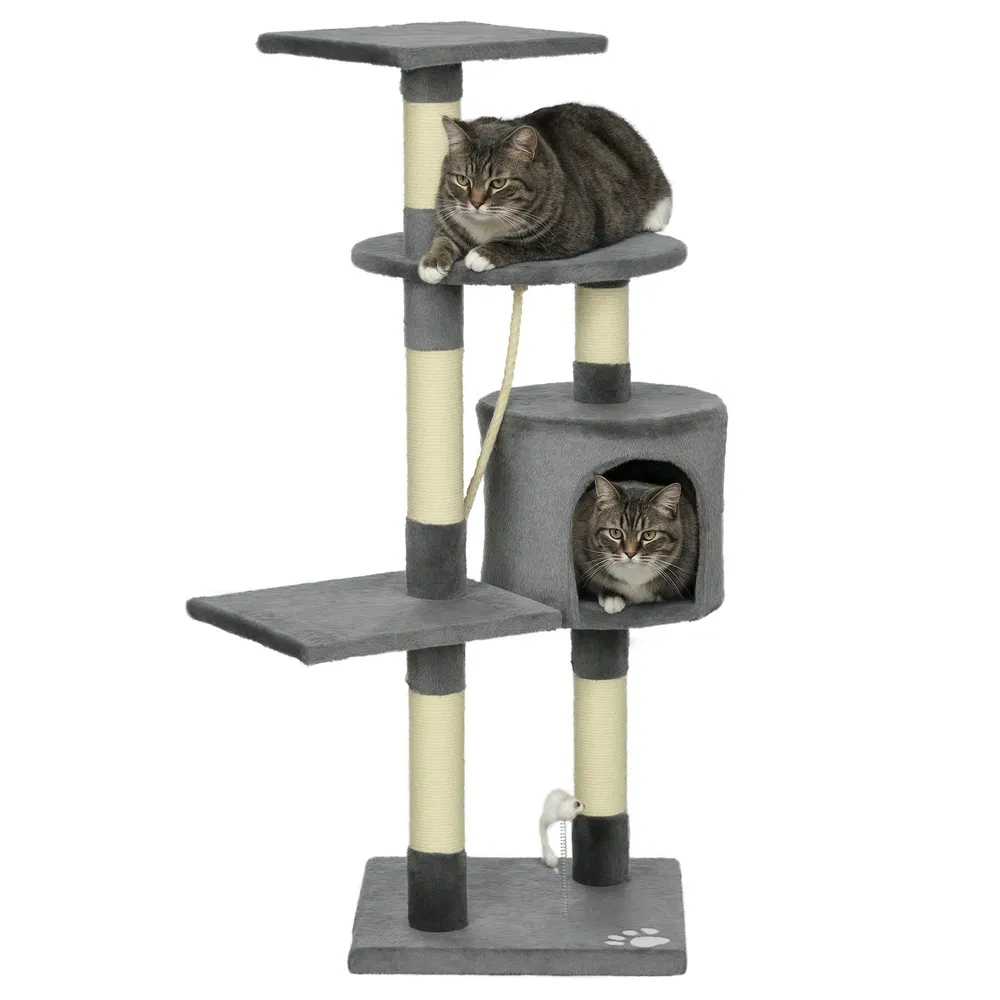 46Inch Scratching Cat Tree, Multi Level Cat Tower for Large Cats Adult with Toys and Condo, Grey photo 2