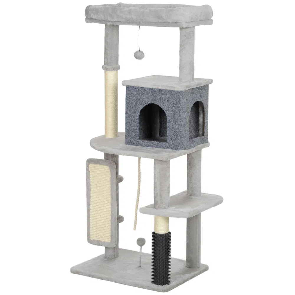52 Inch Cat Tree with Scratching Posts, Cat Bed, Condo, Grooming Brush, Jumping Platforms, Toy Balls, Anti-tip Kit photo 2