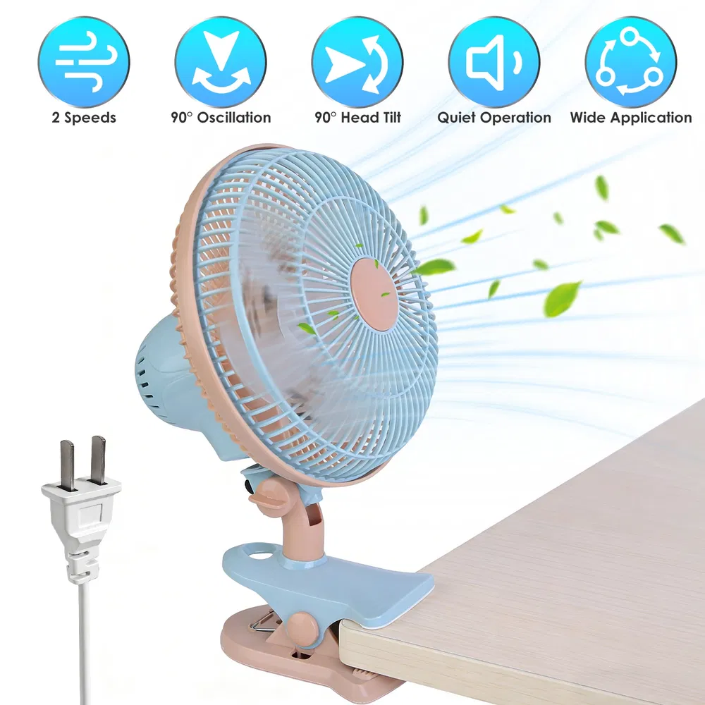 8.66In Oscillating Clip On Fan 2 Speeds Quiet Clamp Fan with 90° Oscillating & Tilting Angle Desktop Wall Mount for Home Office Dorms Strollers photo 3