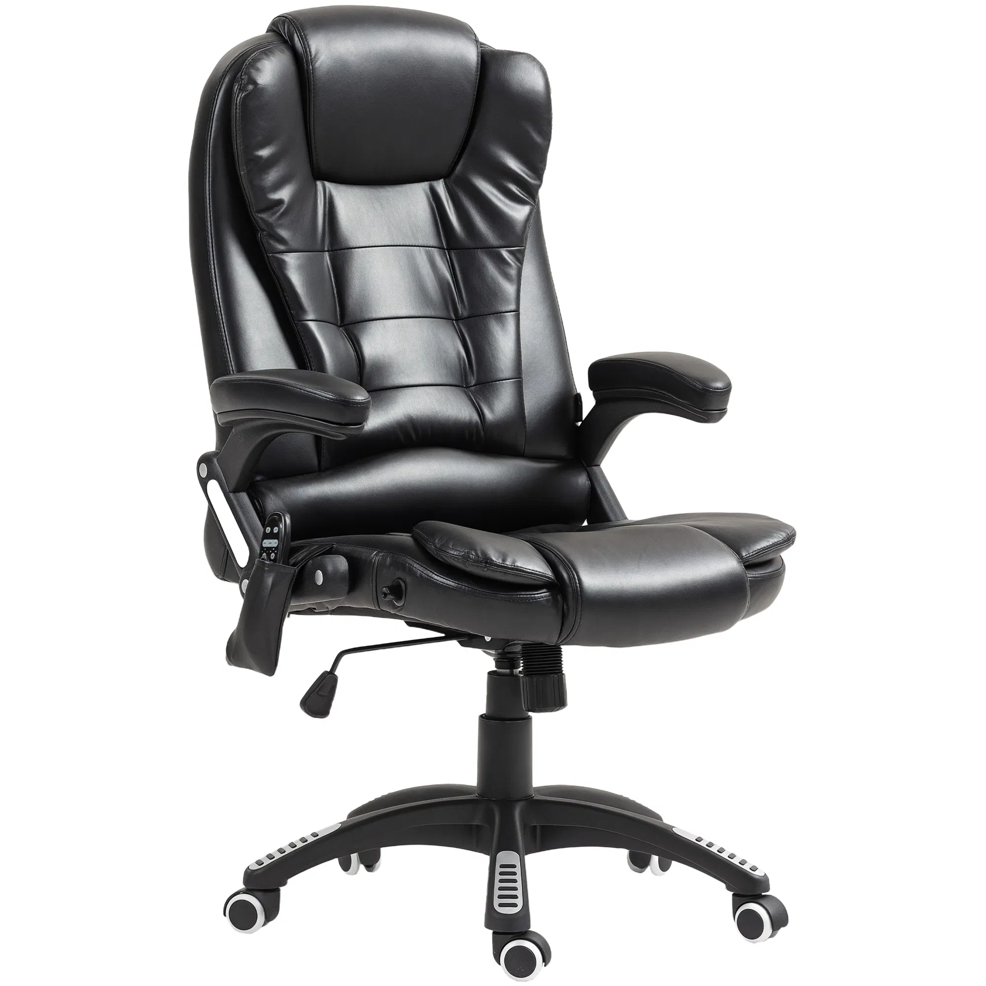 Reclining Massage Office Chair, Executive Office Chair with High Back, Swivel Wheels, Black photo 1