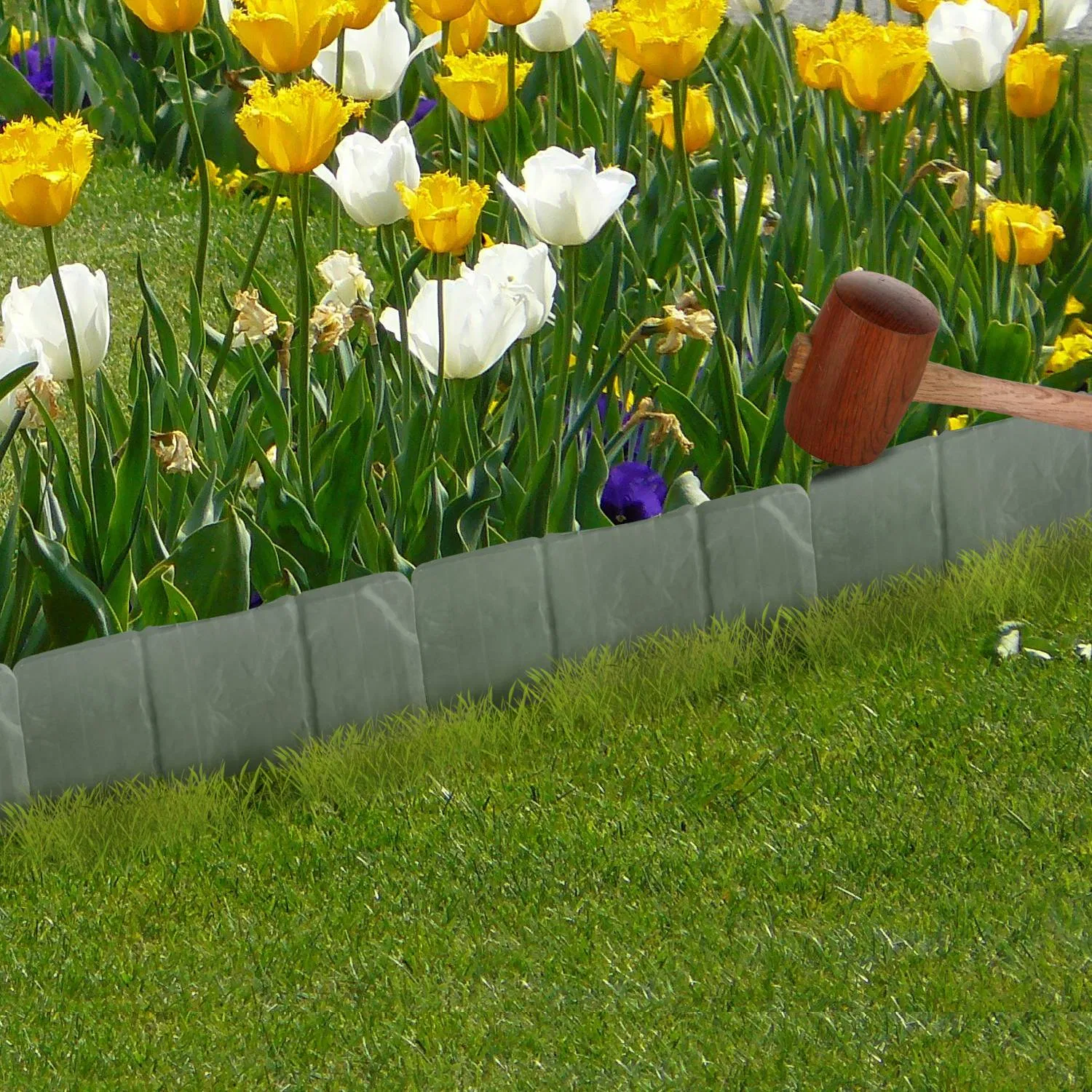 20 PCS Cobbled Stone Effect Plastic Garden Lawn Border Edging photo 5