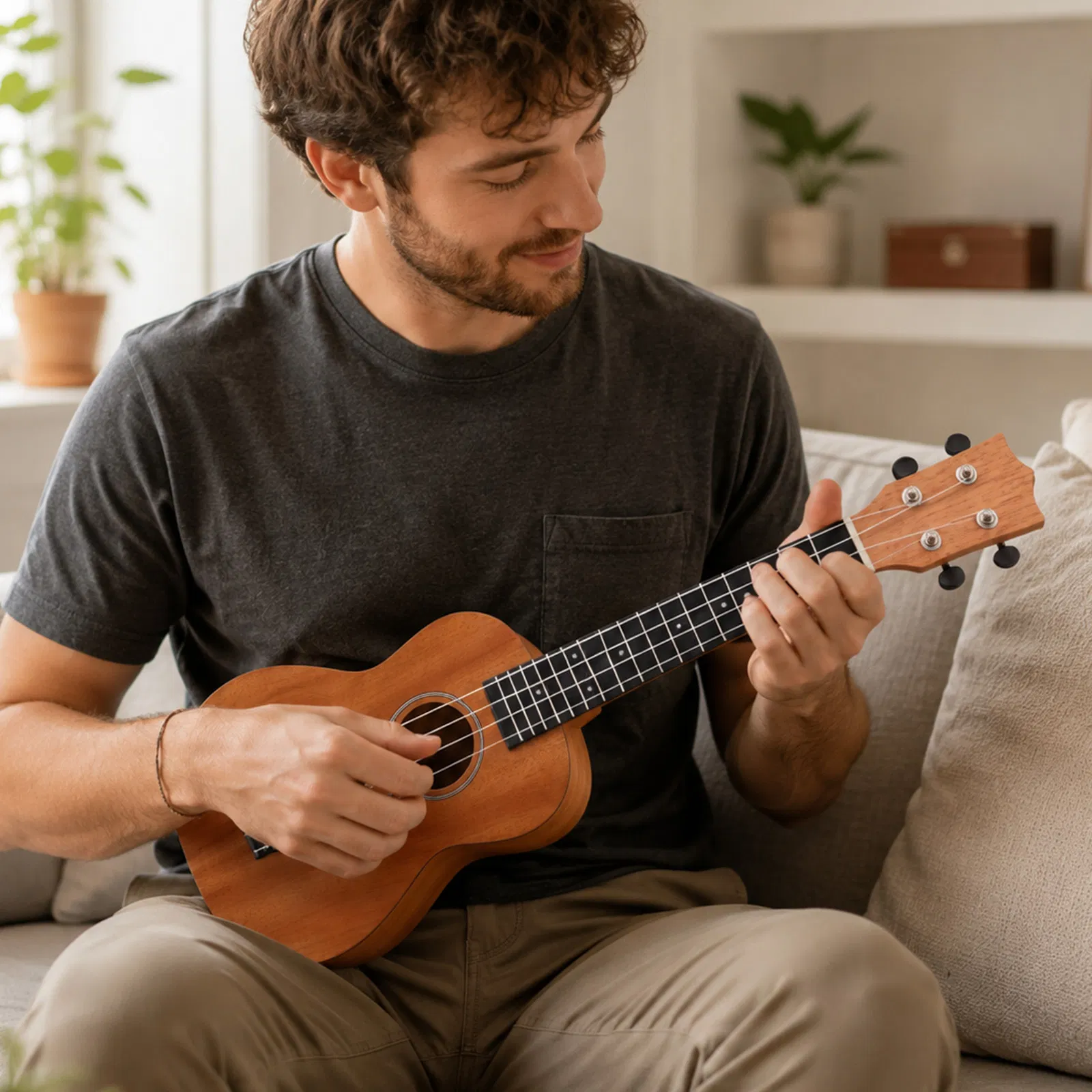 23in mahogany body rosewood fingerboard ukulele, cotton bag, capo, strap, picks*2, tunerStringsDust cloth photo 5