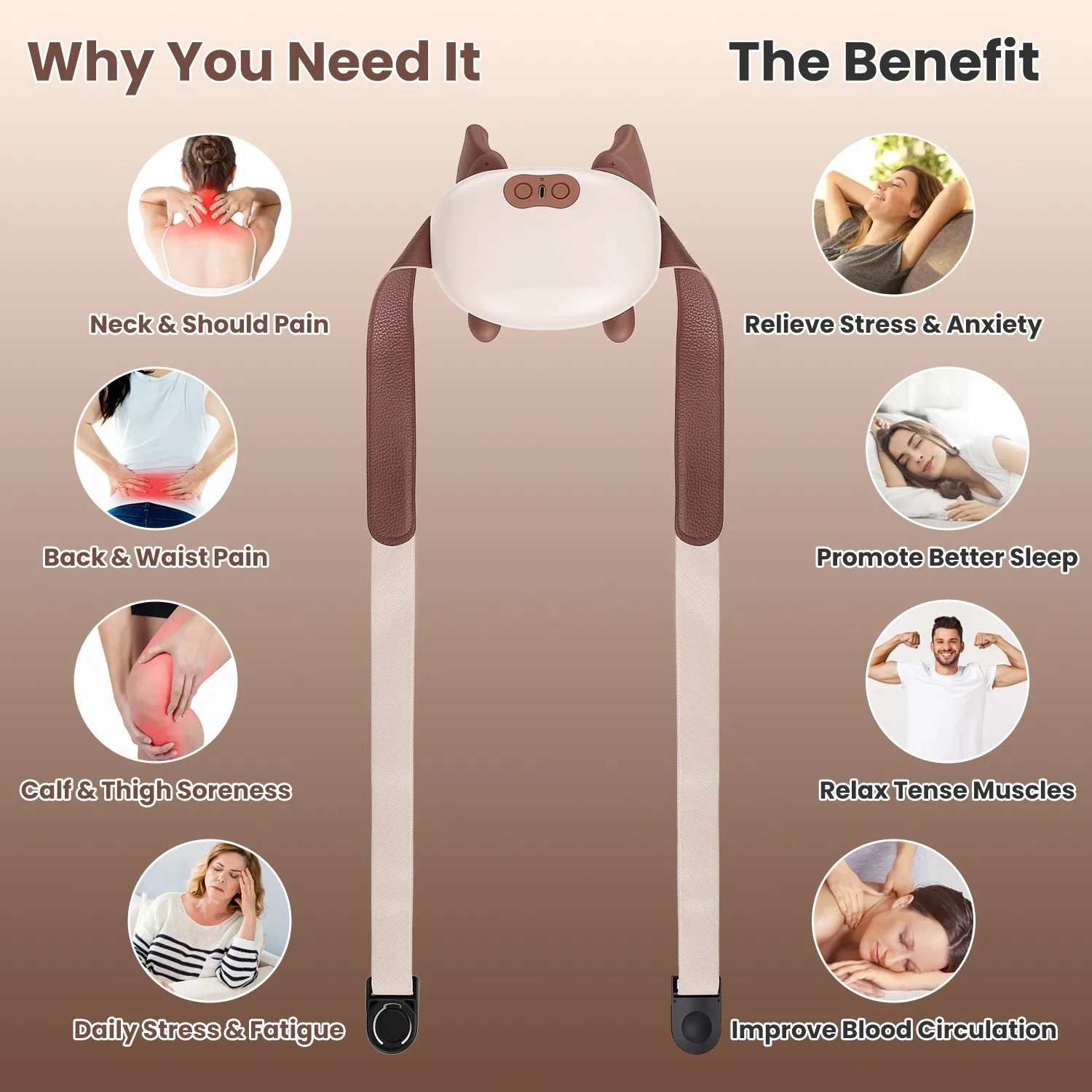 Cordless Shiatsu Neck Massager with Heat, 4 Silicone Massage Nodes, 3 Intensity Levels & 2 Heat Settings, 2000mAh Rechargeable with 10 Mins Timer, Deep Tissue Massager for Neck Shoulder Back Leg photo 6