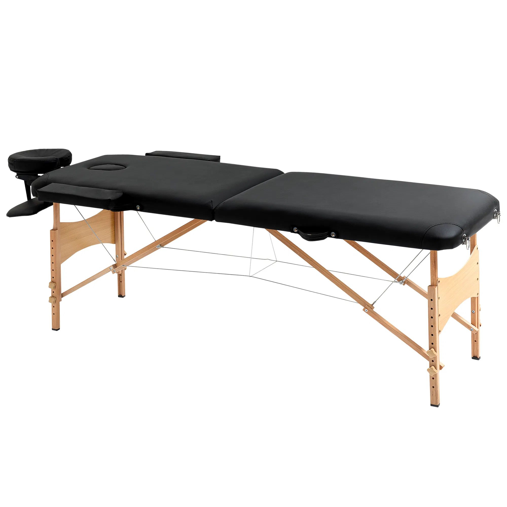 Professional 72" Portable Massage Table Adjustable Height Foldable Facial Spa Bed Black Color Salon photo 1