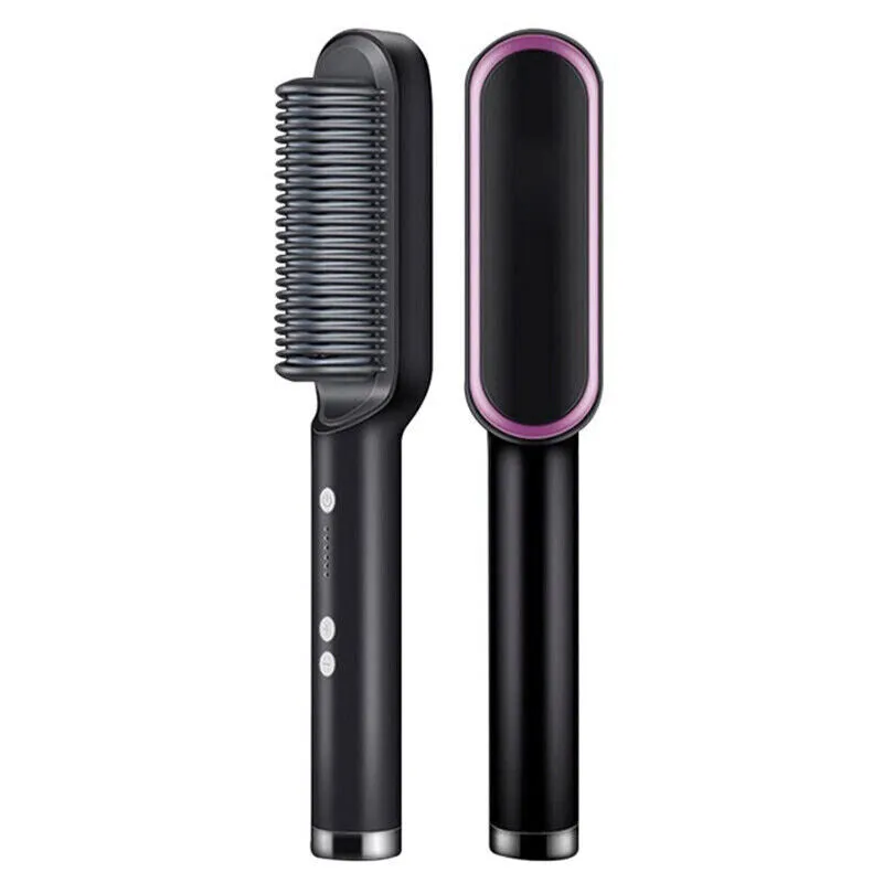 Hair Straightener Brush Straightening Curler Hot Comb Electric Adjustable Heat photo 1
