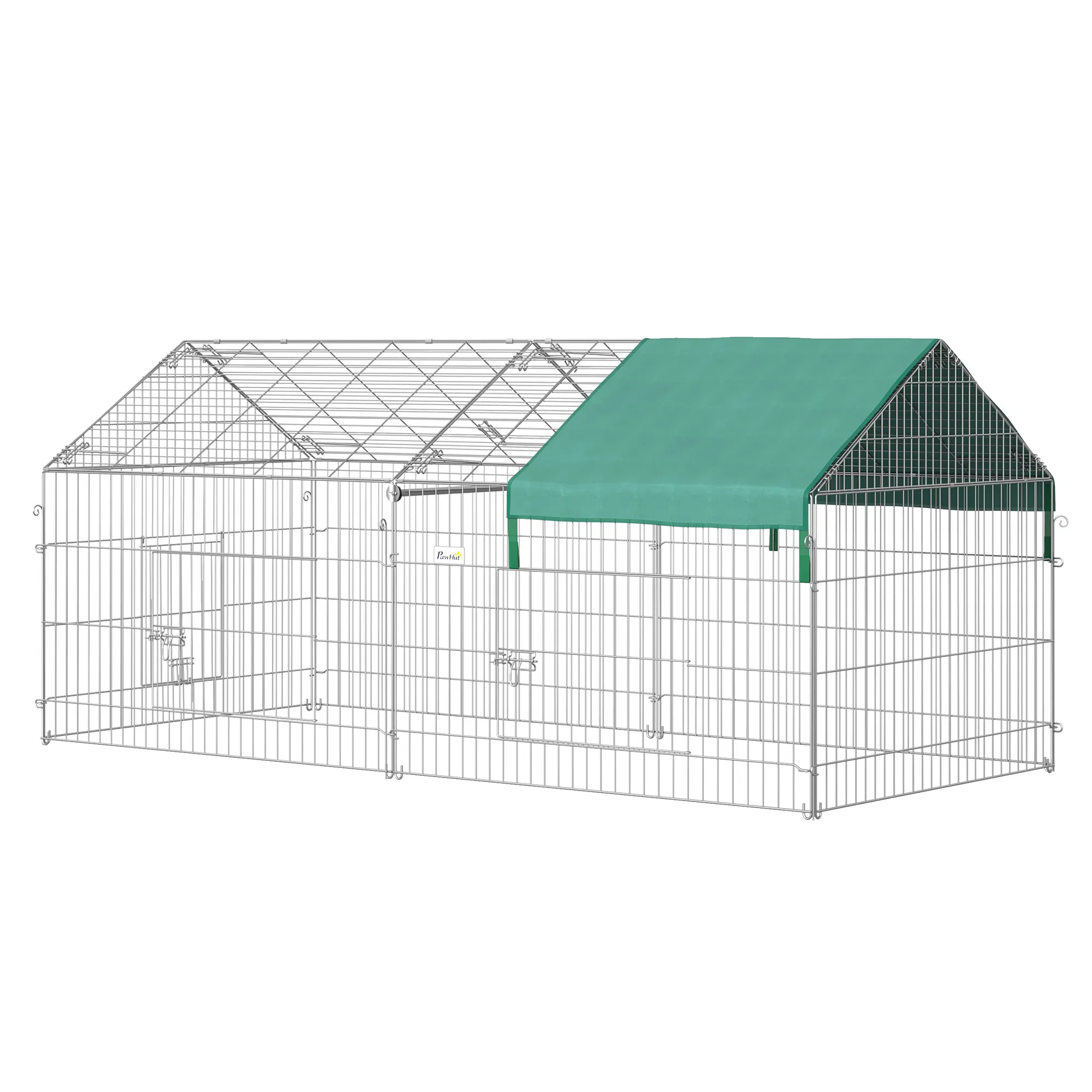 87x41x41-IN Catio Rabbit Guinea Pig Cage Chicken Coop Run, Small Animal Enclousure Outdoor Indoor with Cover and Multiple Doors, Green photo 1