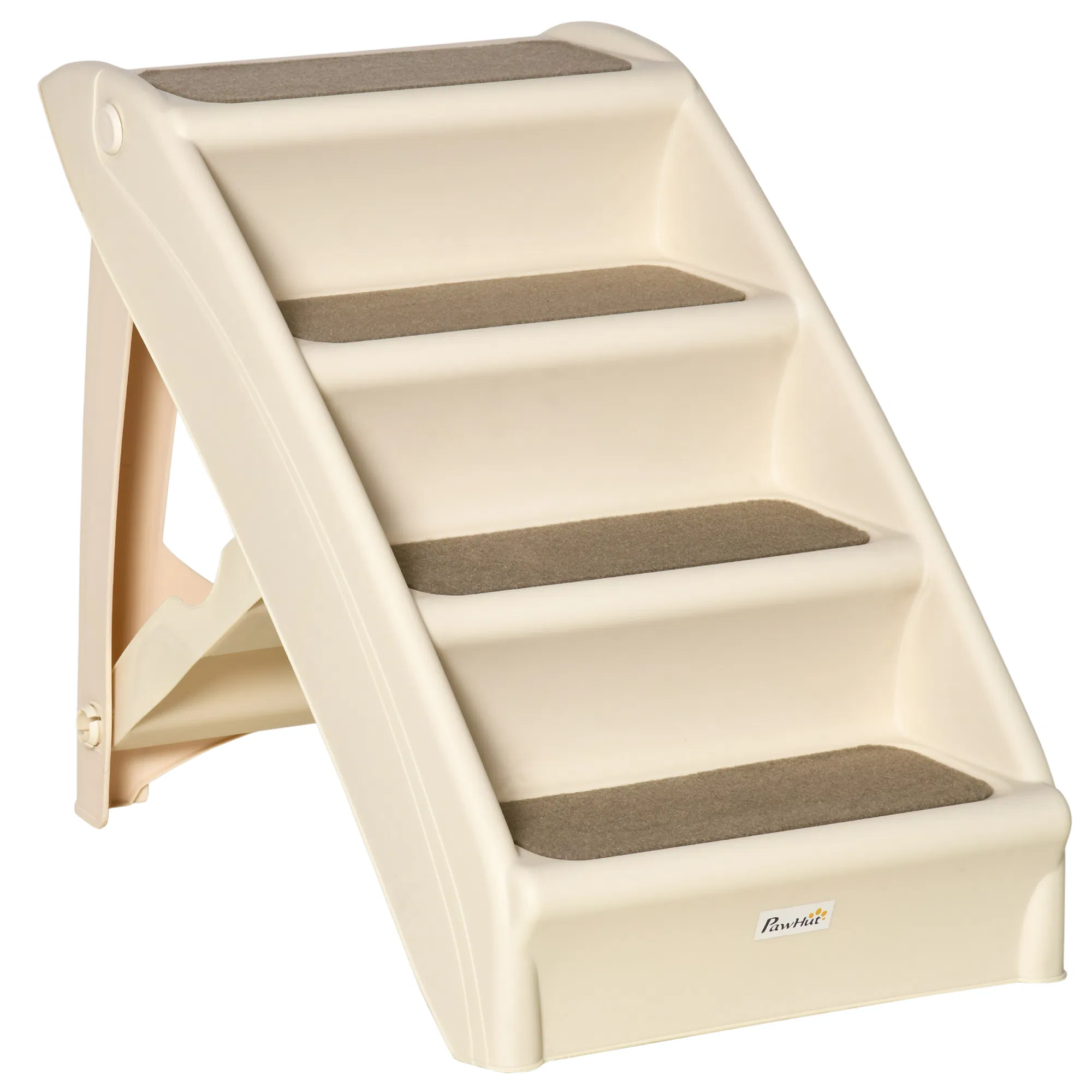 4-Level Portable Dog Stairs, Foldable Dog Steps for Small Dogs, Lightweight Cat Steps, with Nonslip Soft Mats, for High Bed, Sofa, Beige photo 1