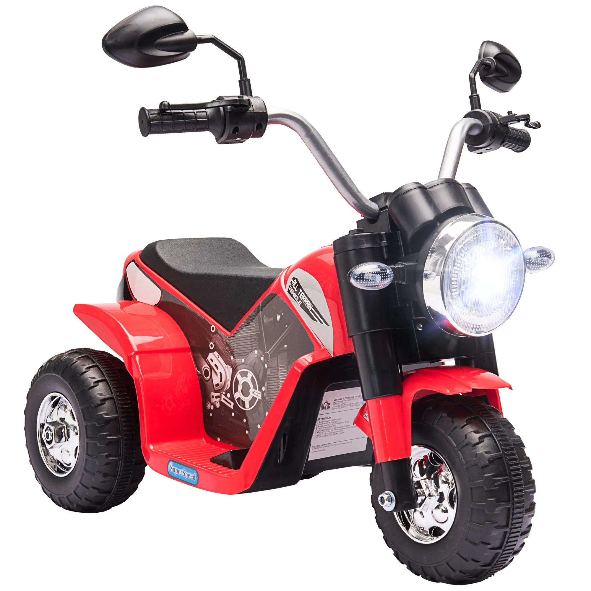 Kids Electric Motorcycle 6V Battery Powered Ride-On Dirt Bike 3-Wheels Motorbike with Horn Headlights Realistic Sounds 1.24mph Speed for Girls Boy 18 - 36 Months Red photo 1