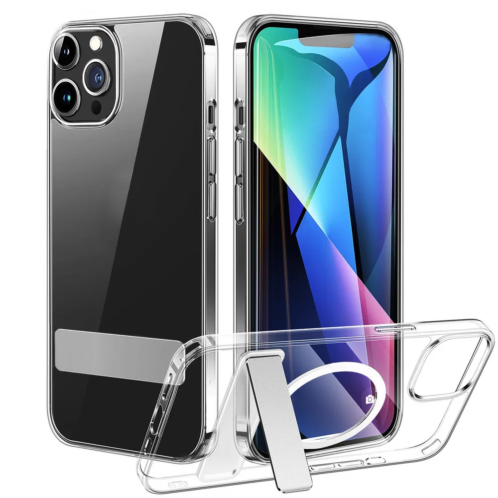 Magnetic Metal Kickstand Clear Case Shockproof Anti Yellowing Phone Cover Compatible with Magsafe Fit for IOS Phone photo 8