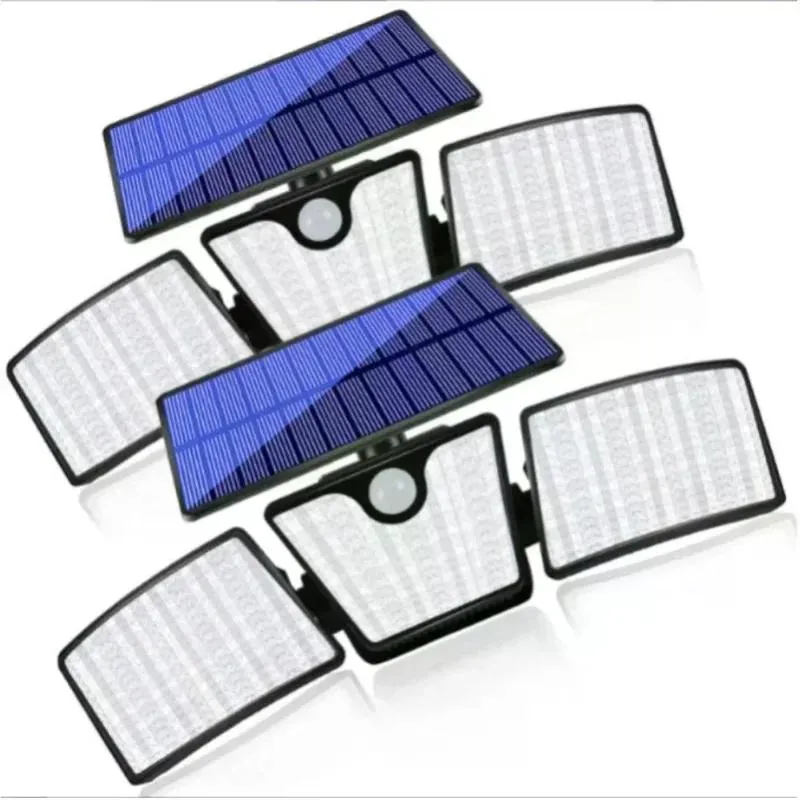 265 LED Solar Motion Sensor Wall Light, IP65 Waterproof 3-Head Adjustable Angle Outdoor Garden Lamp, 3000LM 6500K for Yard Garage photo 5