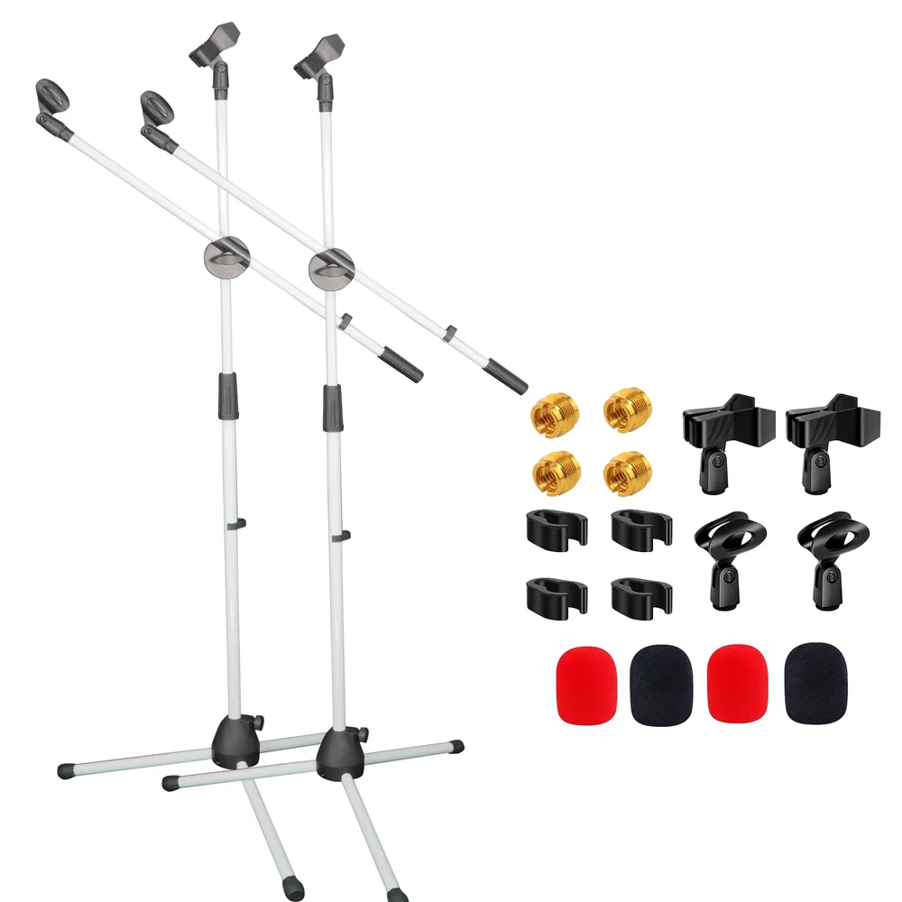 5 Core 2Pcs Mic Stand Floor Height Adjustable Tripod Microphone Stands w Extending Telescoping Boom Arm photo 6