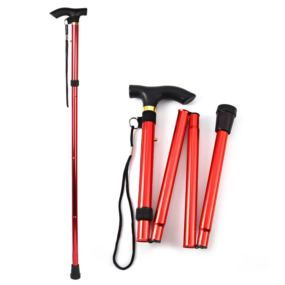 Walking Cane Aluminum Alloy Walking Stick Adjustable Folding Travel Hiking Stick photo 2