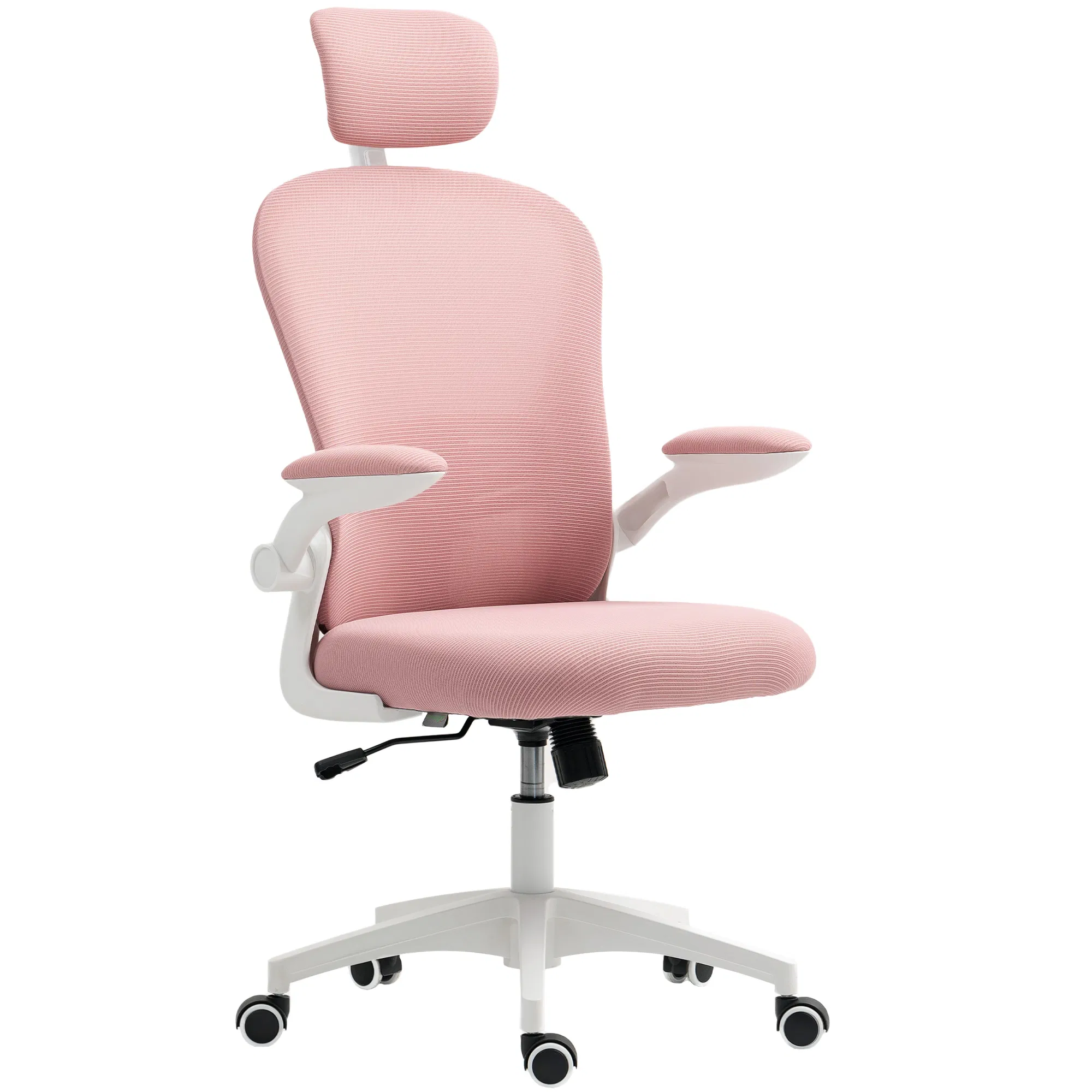 Office Chair, Mesh Computer Desk Chair with Adjustable Headrest, 4D Lumbar Support, Flip-up Arm, Pink photo 1