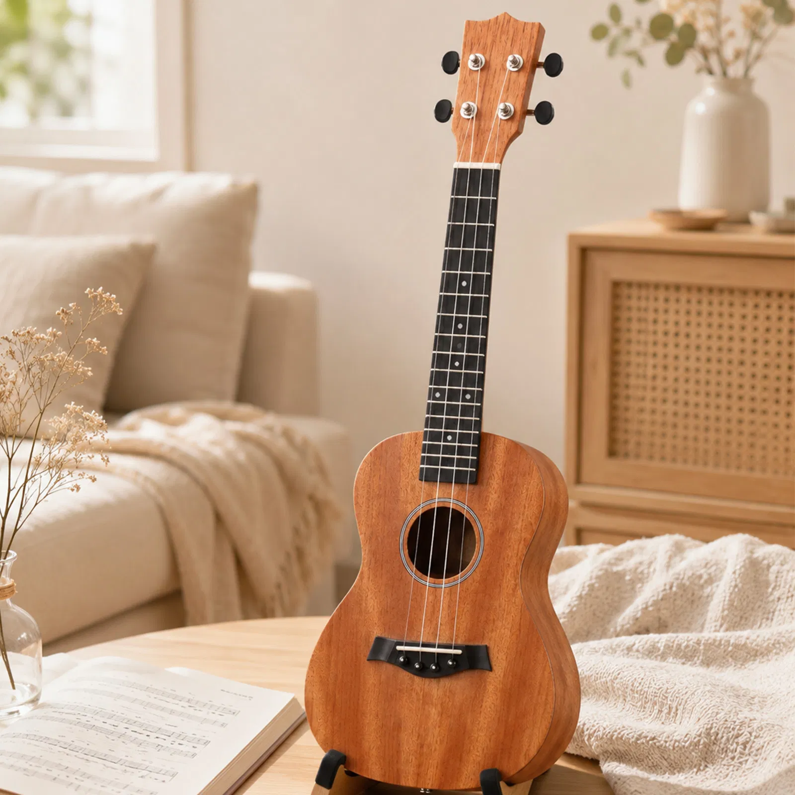 26in mahogany body rosewood fingerboard ukulele, cotton bag, capo, strap, picks*2, tunerStringsDust cloth photo 5