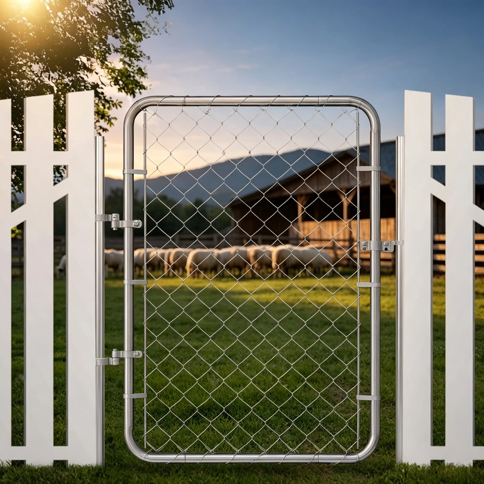32 x 46 in Adjustable Chain Link Fence Gate, Fits 2-4 ft (W) x 4 ft (H) Openings, for Garden & Farm, Posts Not Included photo 1