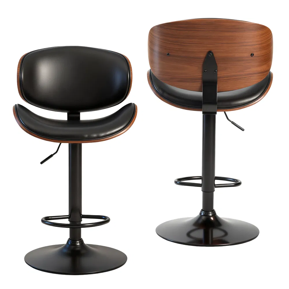 A set of 2 rotating bar stools with adjustable height, PU leather decorative chairs, backrests and footstools, and anti-slip rubber bases photo 7