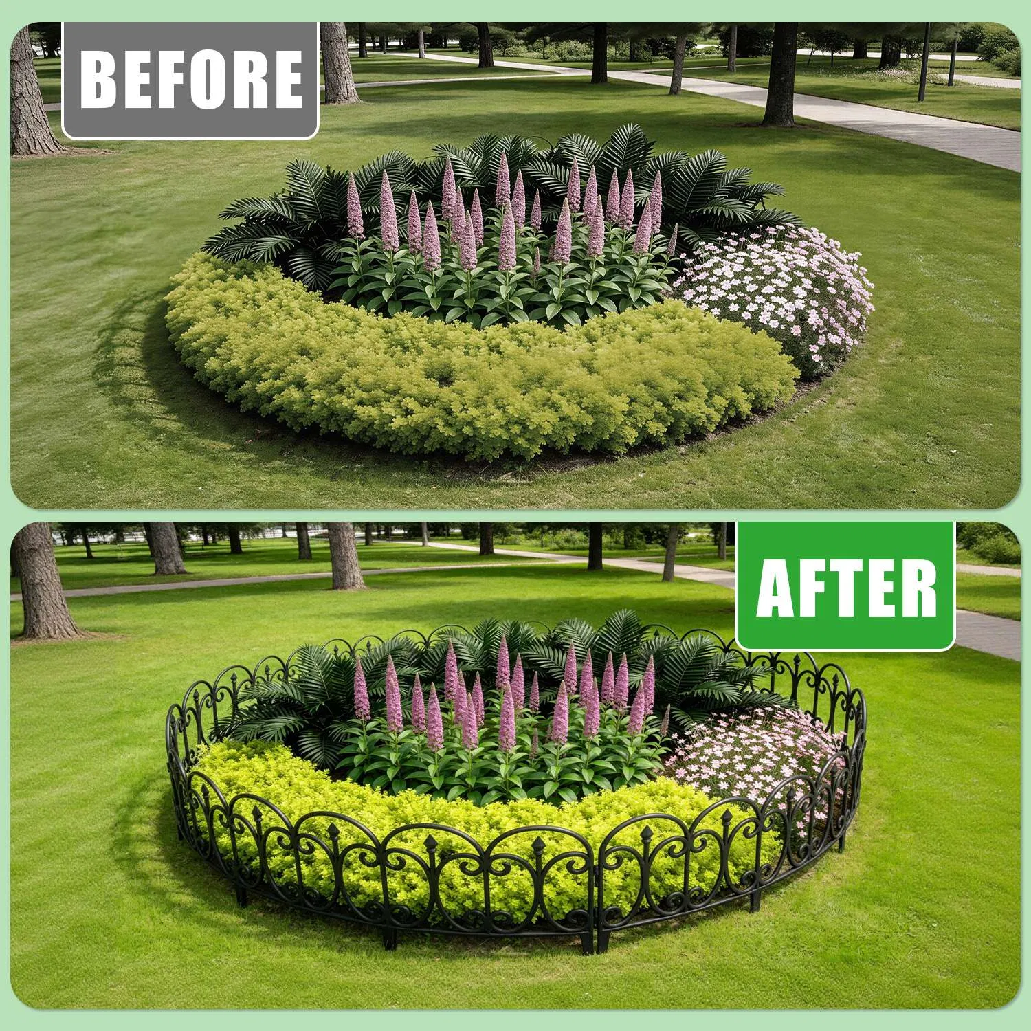 10 Pack Flexible Garden Edging, 19.3FT Interlocking PP Landscape Border with Angle Adjustable Panels, Weather Resistant No Dig Lawn Fence for Flower Bed Pathway Yard Decor photo 8