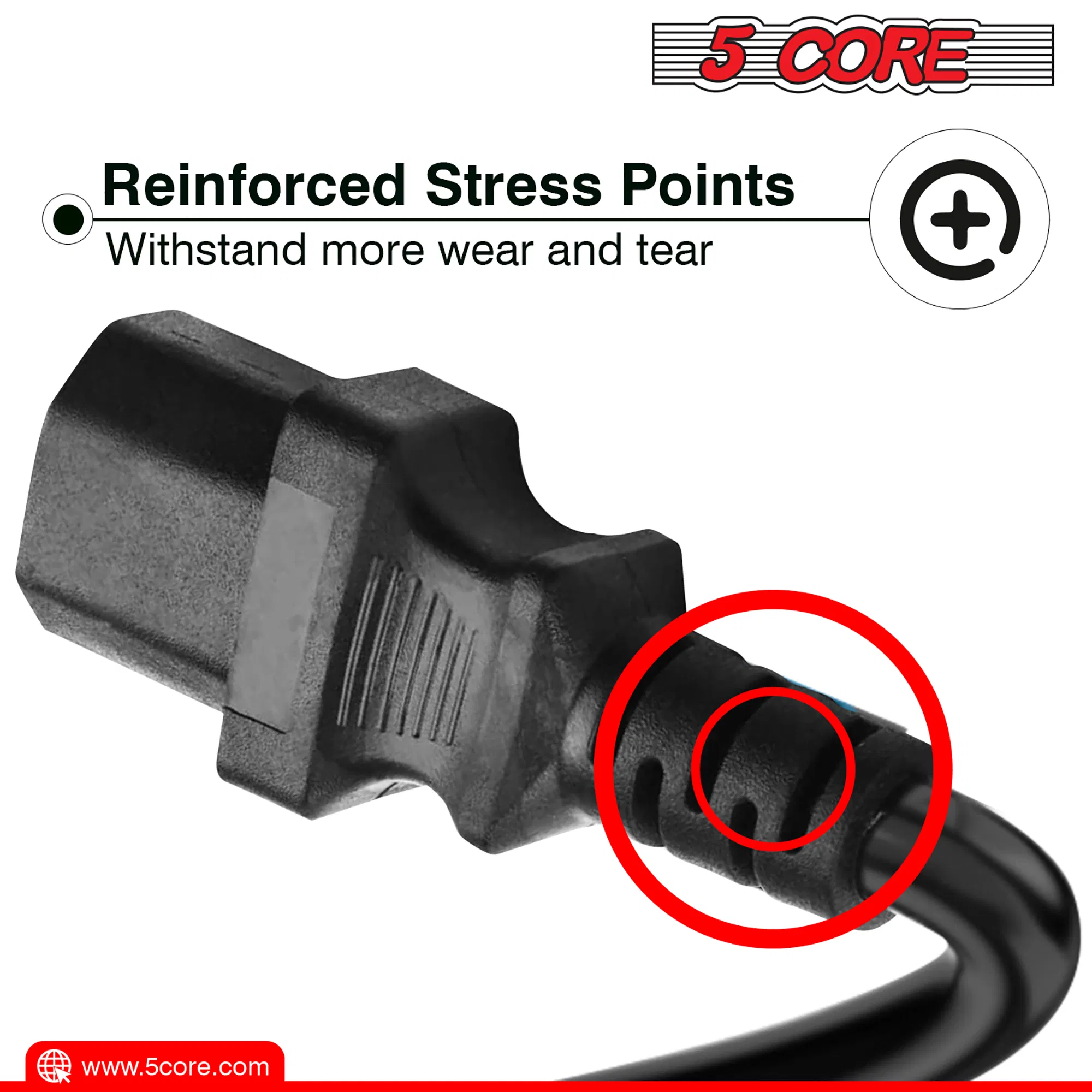 5 Core AC Power Cord 6 Ft ? 2 Prong US Male to Female Extension Adapter ? 16AWG/2C 125V 13A 1/2/5 Pc - PP 1001 photo 7
