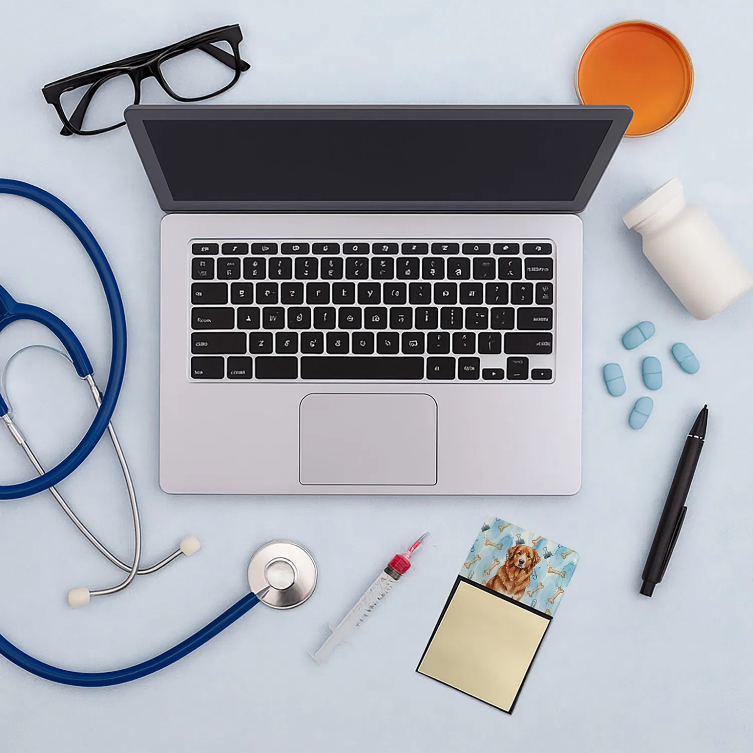 Reddish Brown Great Pyrenees Coworker Watercolor Sticky Note Holder Refillable Dispenser Desk Accessory 3x3 Pad Gift photo 3