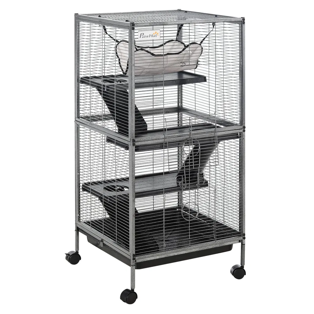 4-Tier Rolling Small Animal Cage, Deluxe Guinea Pig Cage, Ferret Cage for Mink Chinchilla Kitten Rabbit photo 2