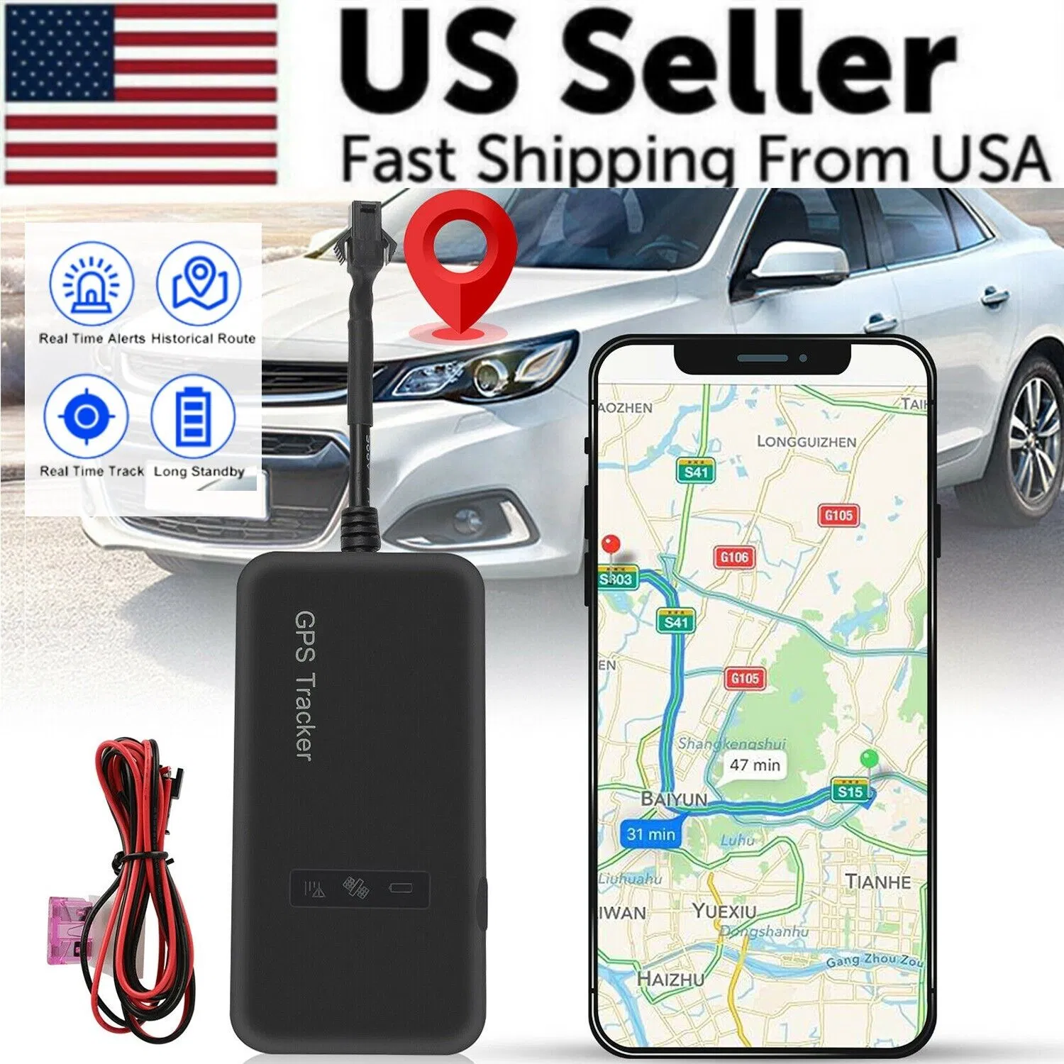 Real Time GPS Tracker Tracking Locator Device GPRS GSM Car/Motorcycle Anti Theft photo 1