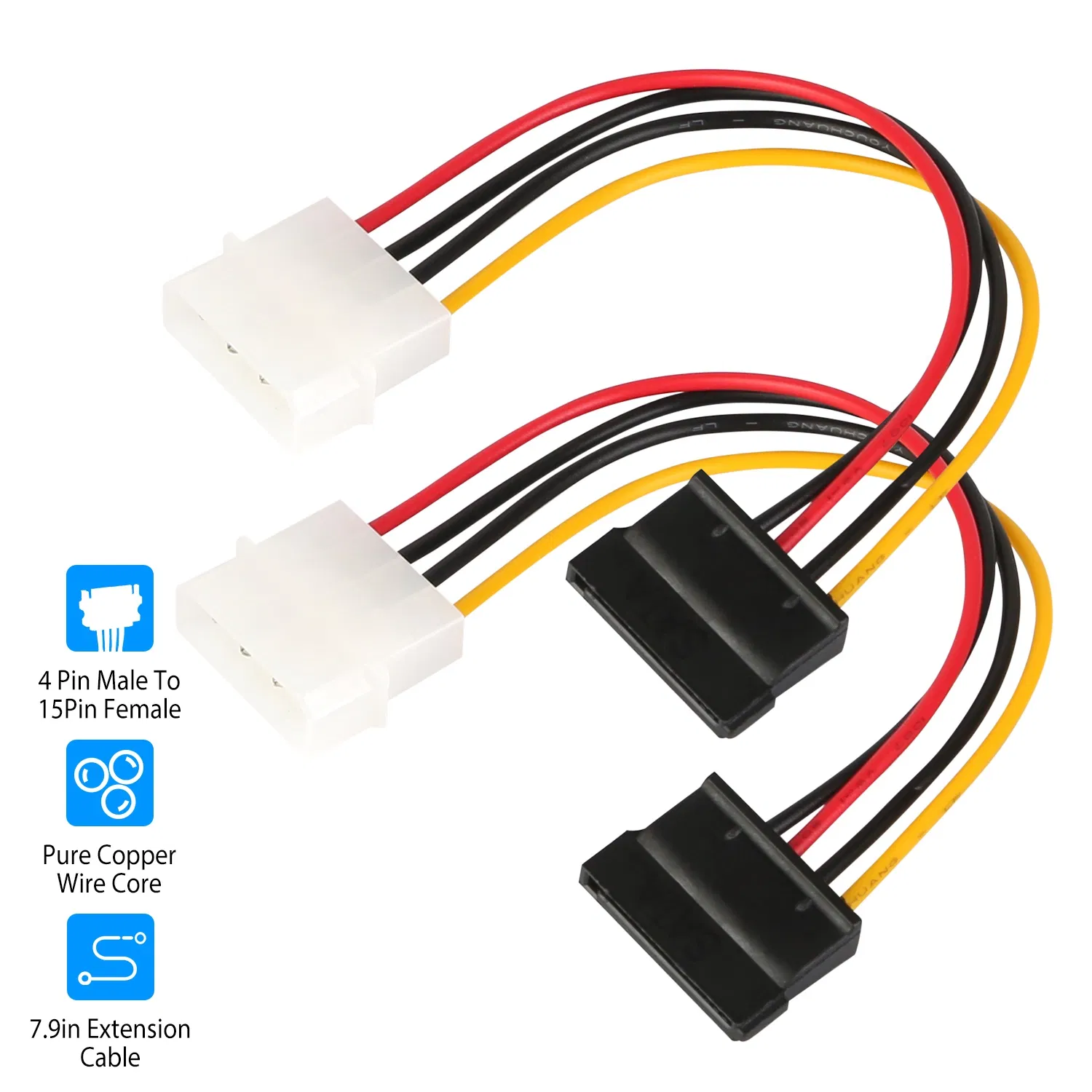 2 Packs 4 Pin Male To 15Pin Female Data Cable Adapter photo 1