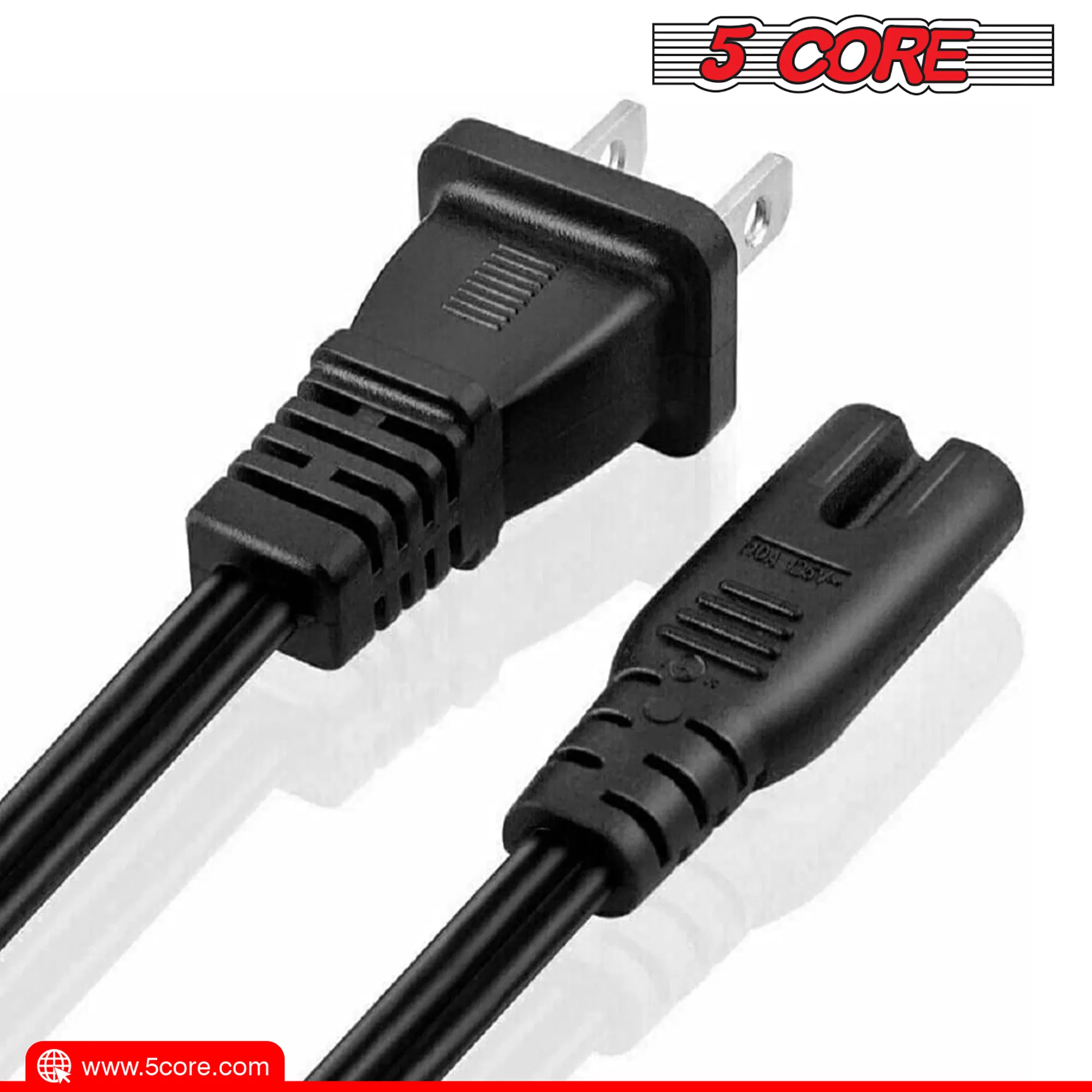 5 Core AC Power Cord 6 Ft ? 2 Prong US Male to Female Extension Adapter ? 16AWG/2C 125V 13A 1/2/5 Pc - PP 1001 photo 2