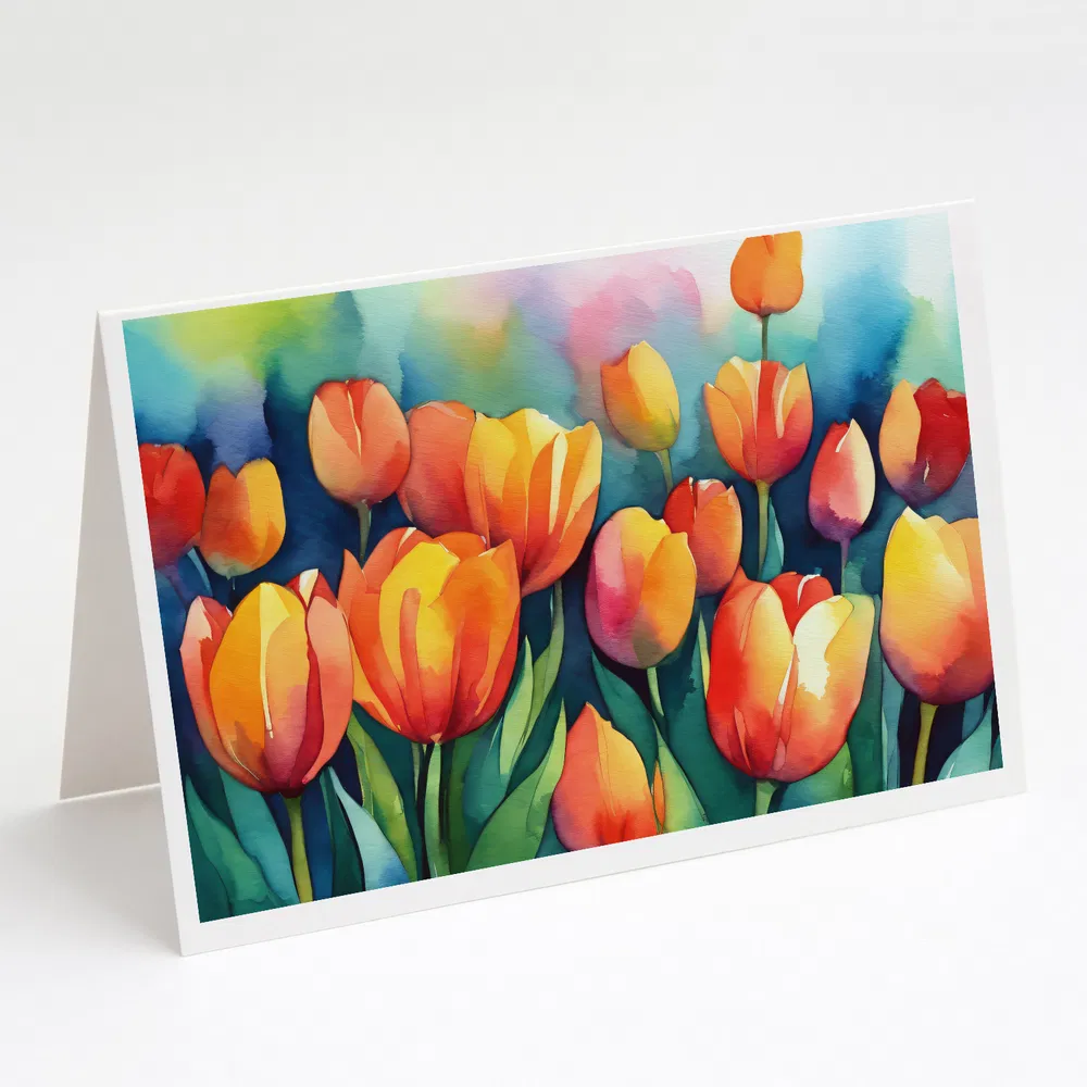 Tulips in Watercolor Greeting Cards Pack of 8 Blank Cards with Envelopes Whimsical A7 Size 5x7 Blank Note Cards photo 4