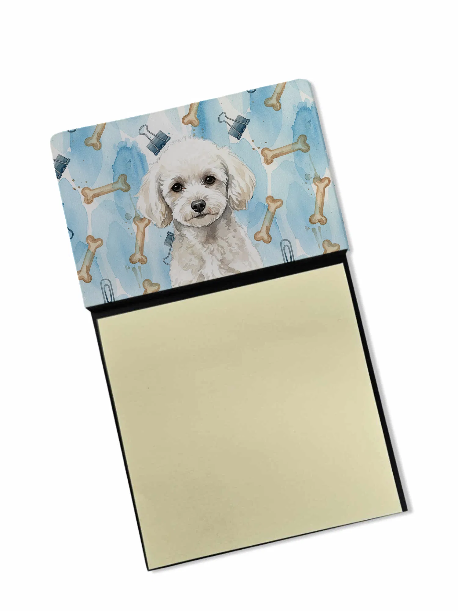 Toy White Poodle Coworker Watercolor Sticky Note Holder Refillable Dispenser Desk Accessory 3x3 Pad Gift photo 1