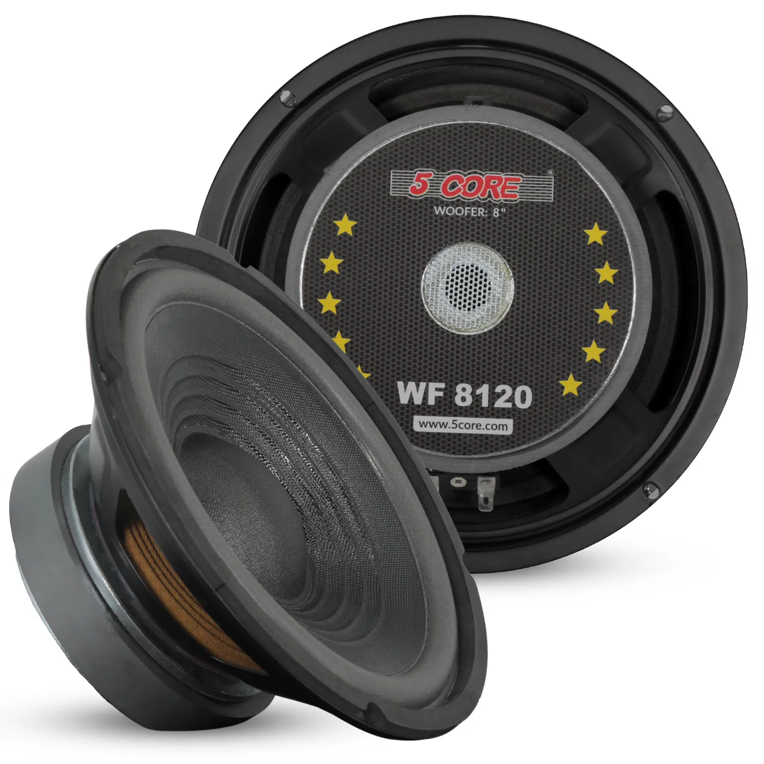 5 Core 8 Inch Woofer 200W Car Audio Subwoofer 8 or 4 Ohm Impedance Replacement Deep Bass Sub w 30 Oz Y30 Magnet Poly Cone Rubber Surround for Vehicle Sound System - WF 8 120 PP 4OHM photo 1
