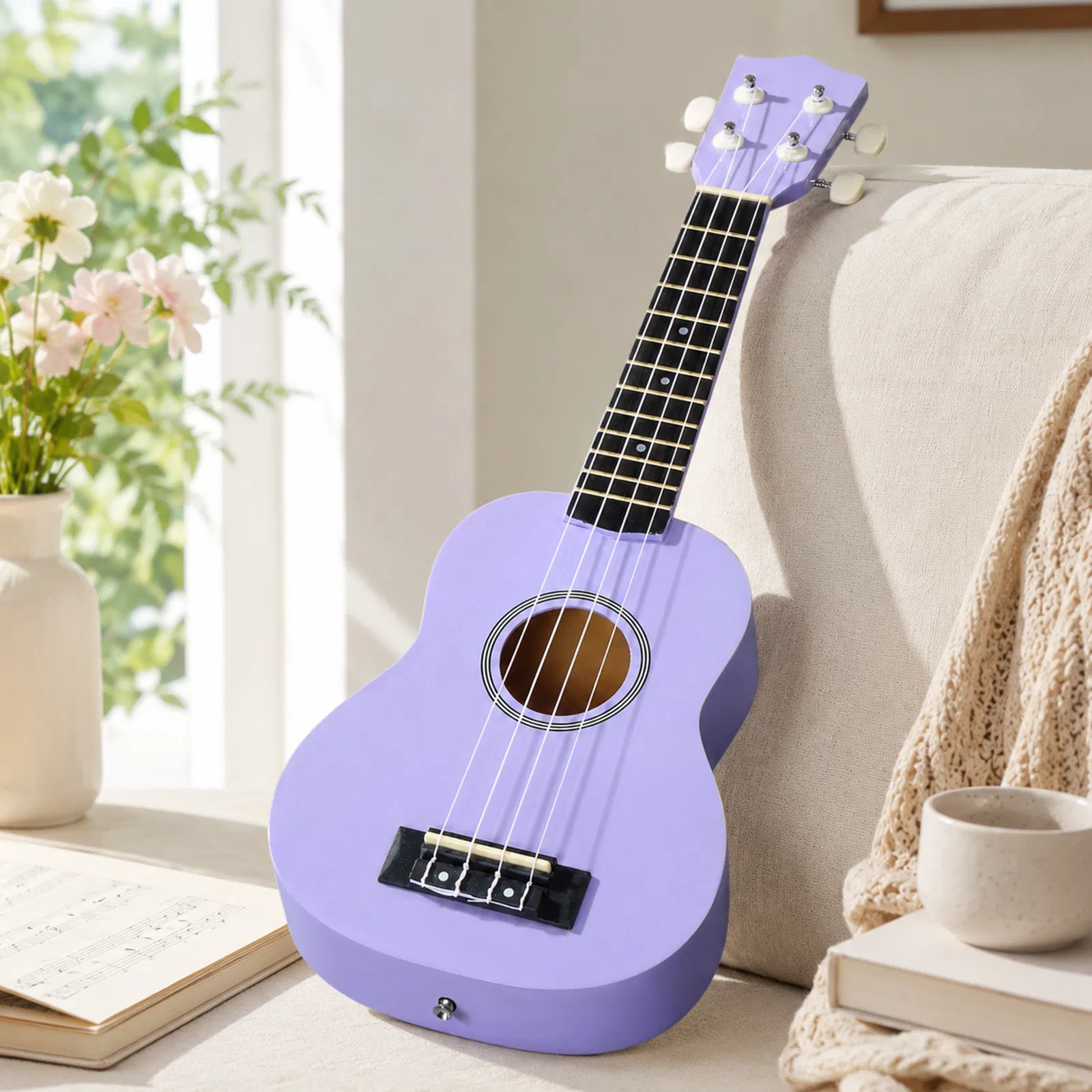 21in Linden wood body rosewood fingerboard ukulele, cotton bag, capo, strap, picks*2, tunerStringsDust cloth photo 5