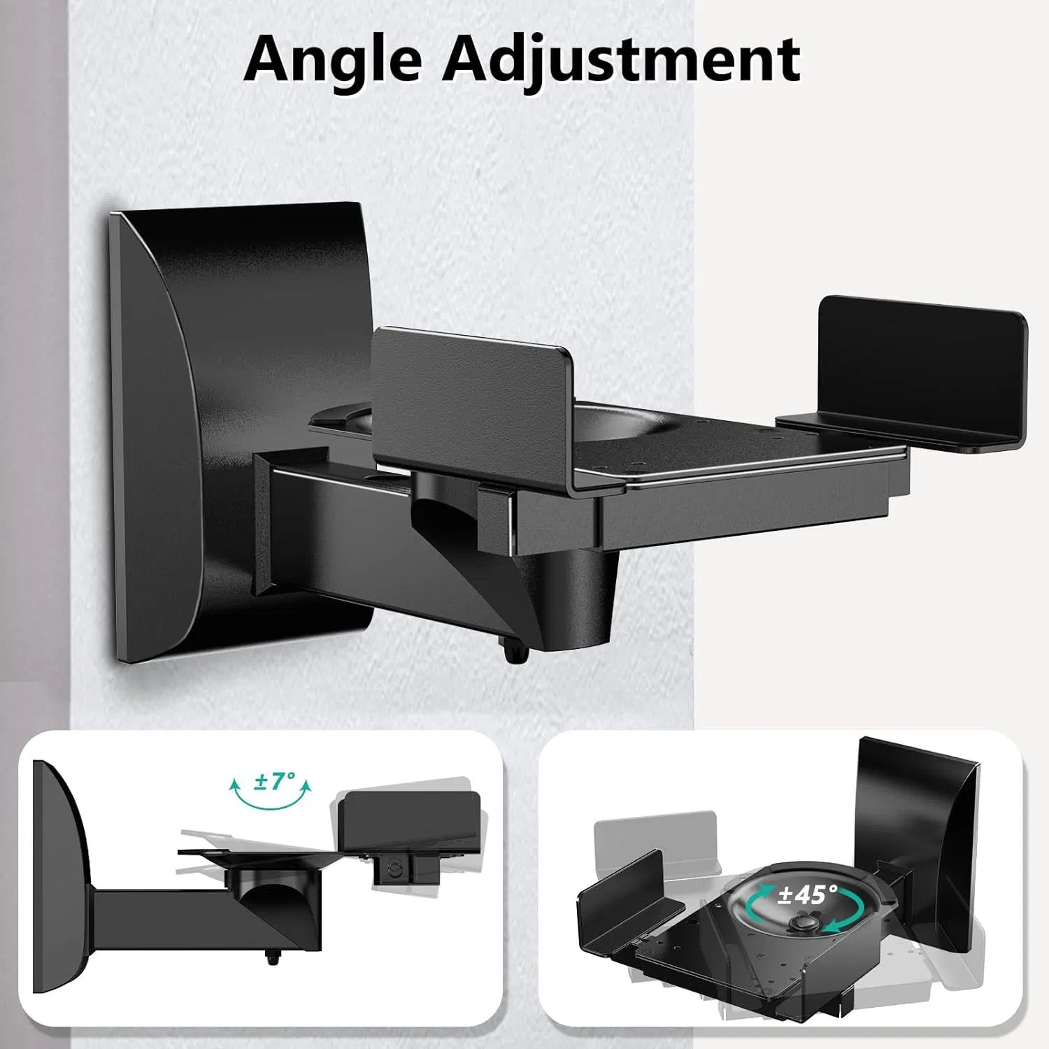 Speaker Wall Mount Adjustable Shelf Holder Swivel 180 Degree Bookshelf Brackets - 15 Inch Space for Speakers Pair Holds Upto 55lbs - WST 04-15 Pair photo 2