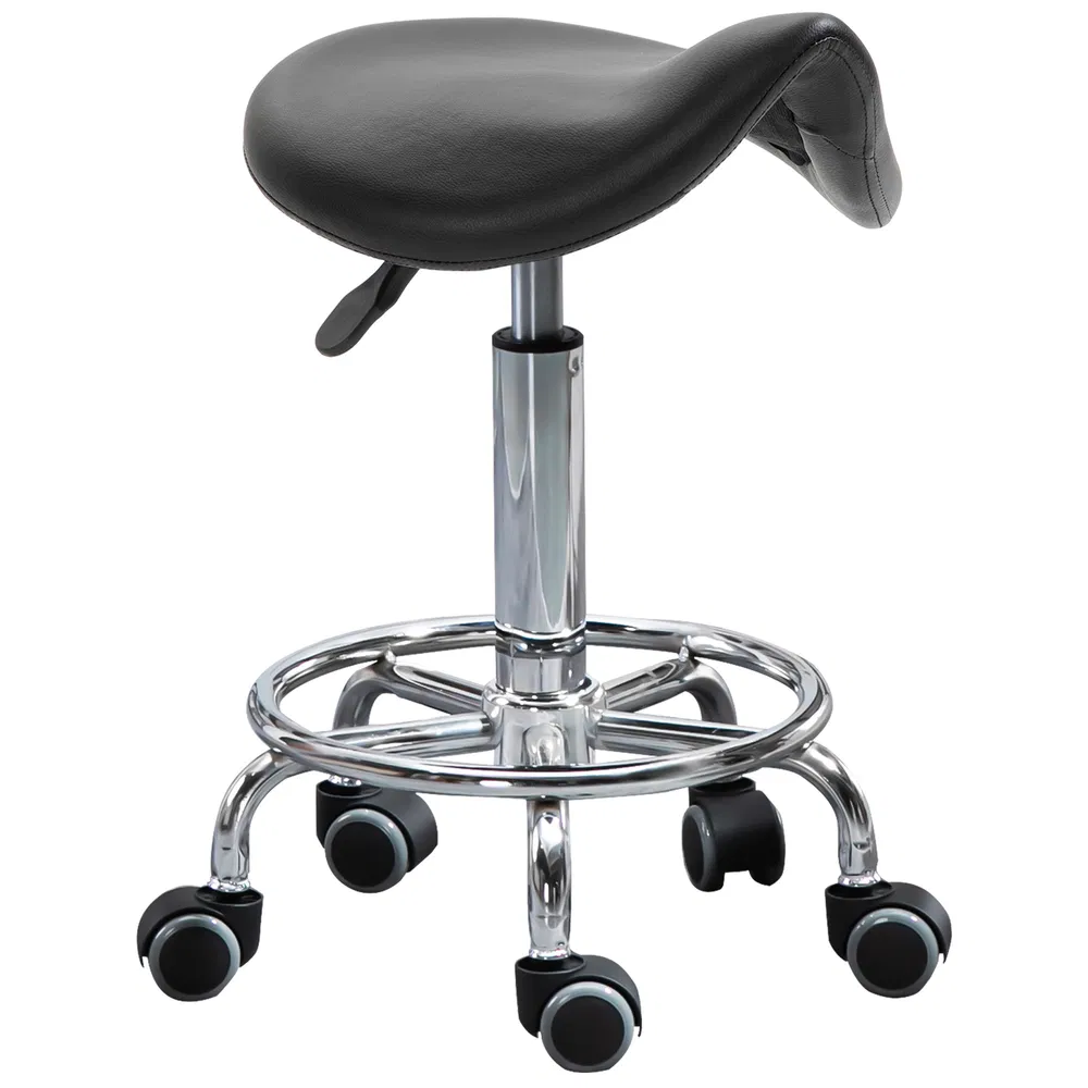 Saddle Stool PU Leather Adjustable Rolling Salon Chair Black for Massage Spa Clinic Beauty Tattoo photo 7