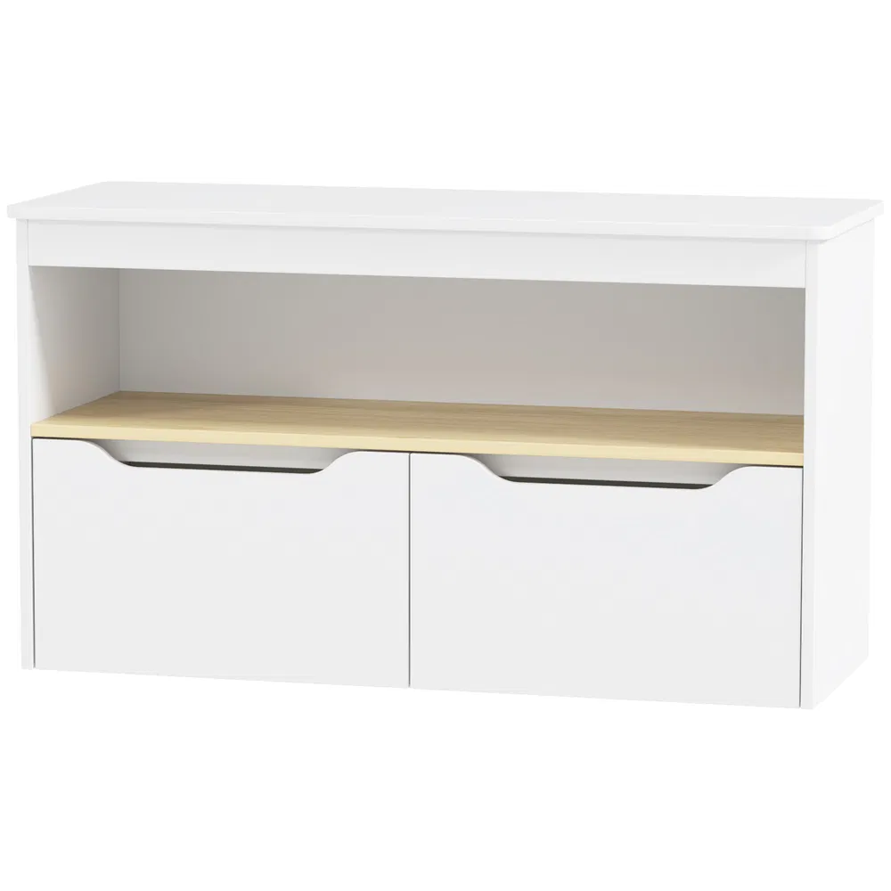 Kids Bookshelf with 2 Drawers, Large Tabletop, Shelf, for Nursery, Kids Room, Bedroom, Living Room, White photo 2