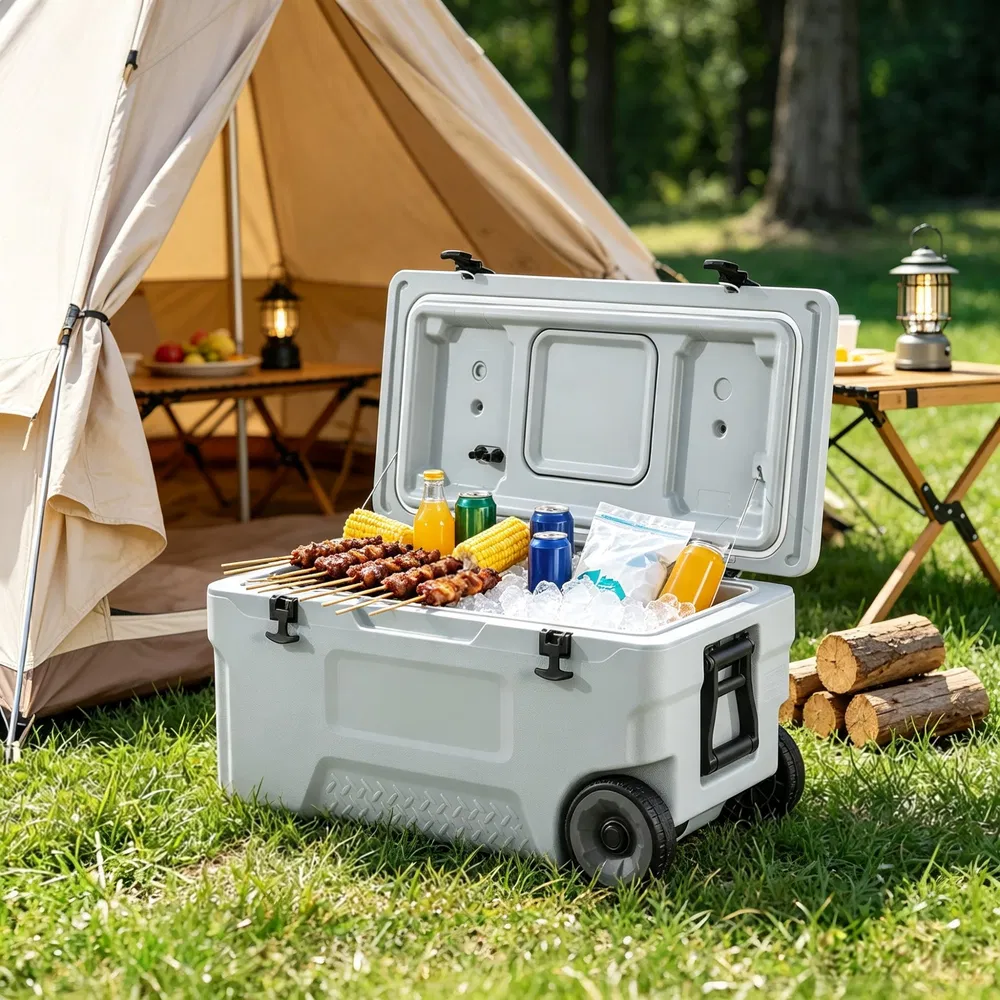 74 QT Portable Wheeled Cooler, Cup Holder & Sturdy Handles, for Family Picnics & Long Trips photo 7