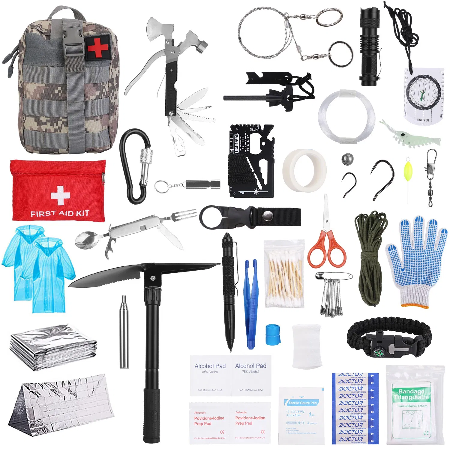 125Pcs Survival Kits Professional Emergency Survival Gear Tactical First Aid Kit Supplies for Outdoor Adventure Camping Hiking Hunting photo 1