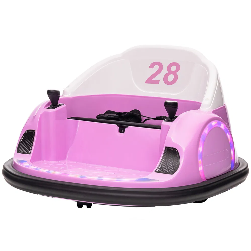 12V Bumper Car for Toddlers, Ride On Car with 360 Degree Remote Control, Lights Music Horn, for 1.5-5 Years, Pink photo 2