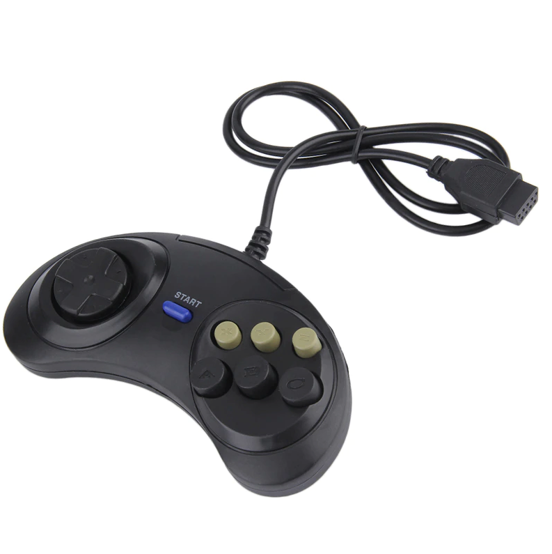 2X 6 Button Game Pad Controller For SEGA Genesis Black Old School Classic New photo 2