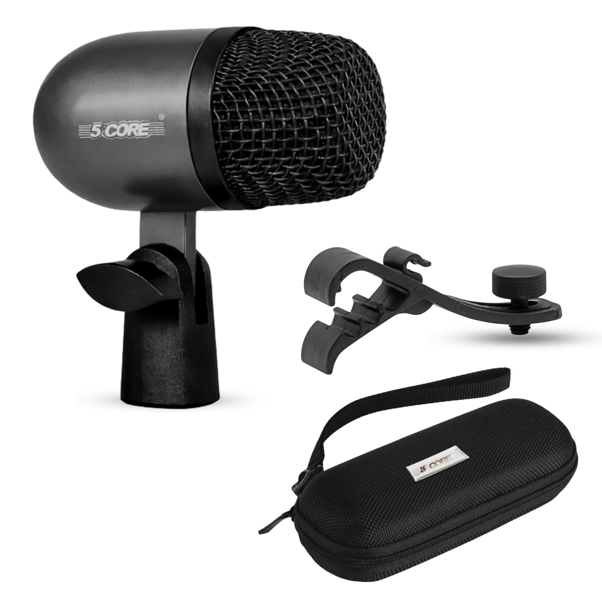 5 Core Drum Mic High Sensitivity Snare Tom Instrument Microphone with Dynamic Moving Coil Uni-Directional Pick Up Pattern Swivel Mount Durable Steel Mesh Grille photo 1