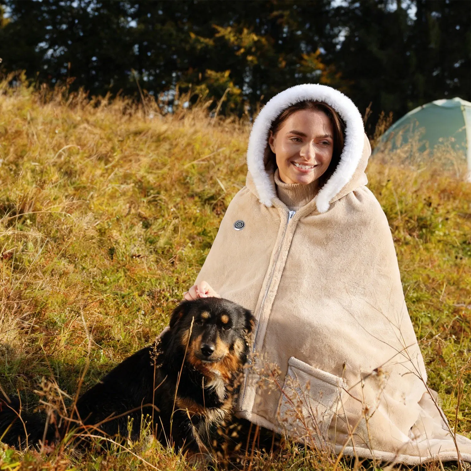 Wearable Heated Blanket - 8 Heating Zones, 3 Temperature Levels, Soft Double-Layer Flannel (59x31in), USB Power Bank Compatible, Machine Washable for Indoor Outdoor Camping Picnic photo 3